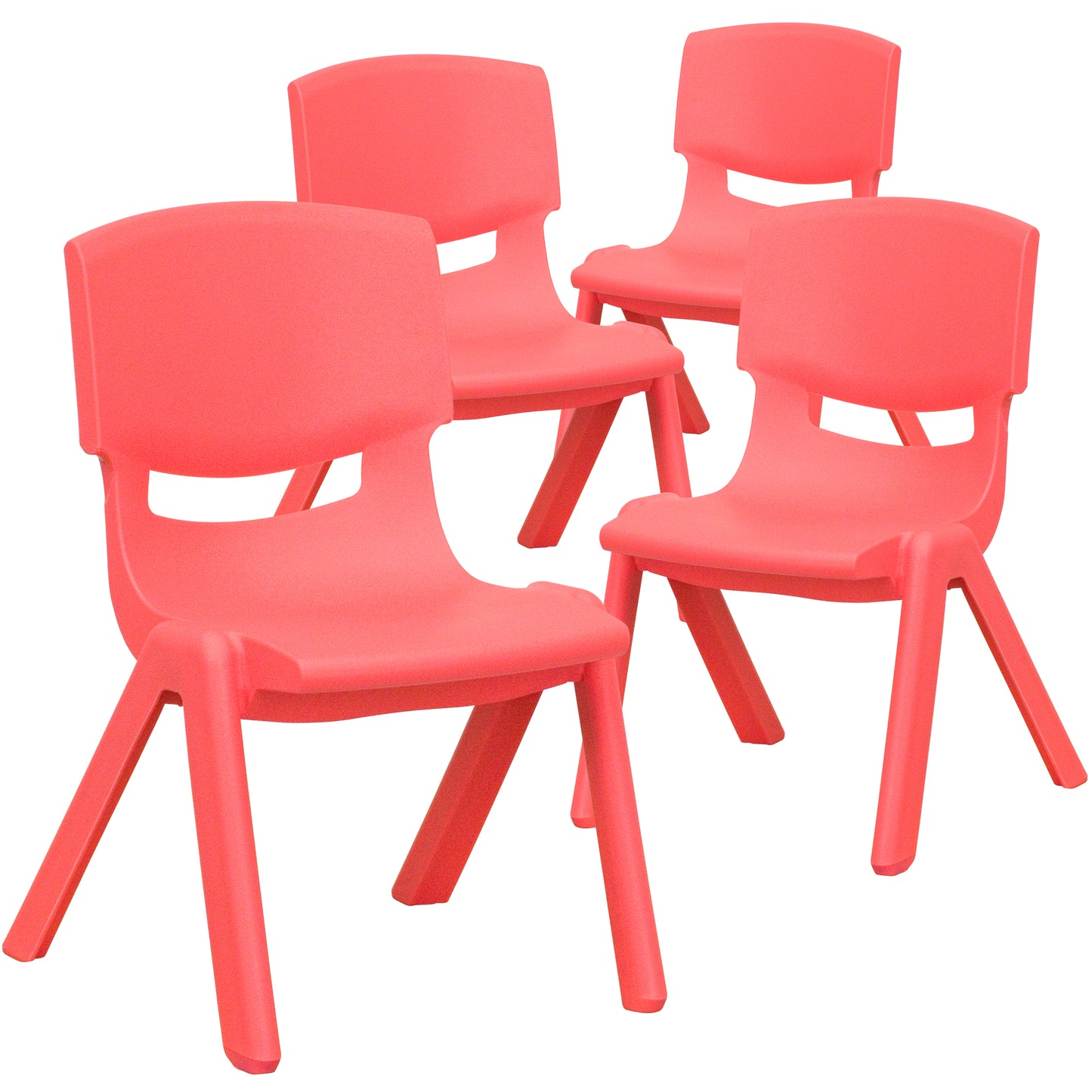 Whitney 4 Pack Red Plastic Stackable School Chair with 10.5'' Seat Height Red