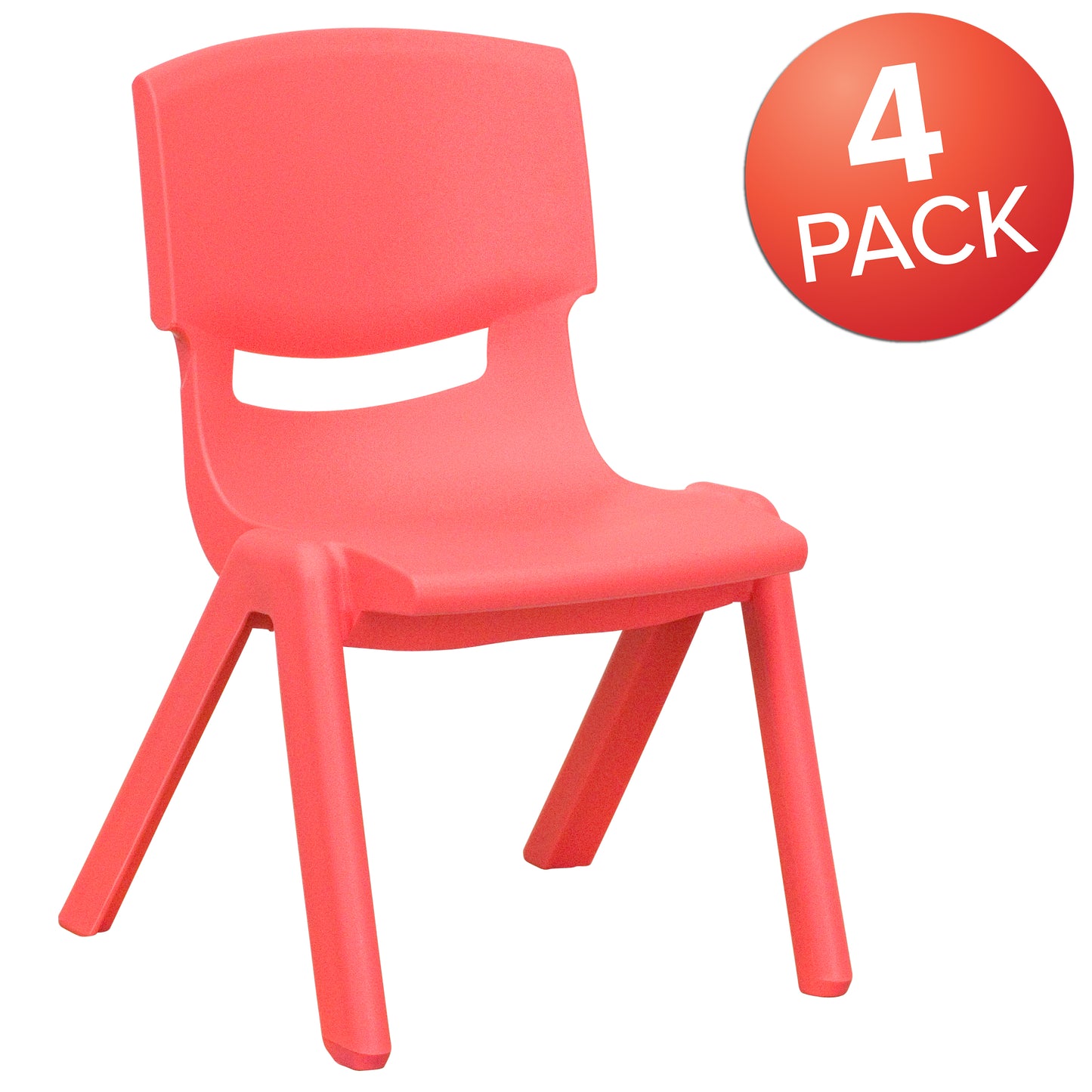 Whitney 4 Pack Red Plastic Stackable School Chair with 10.5'' Seat Height Red