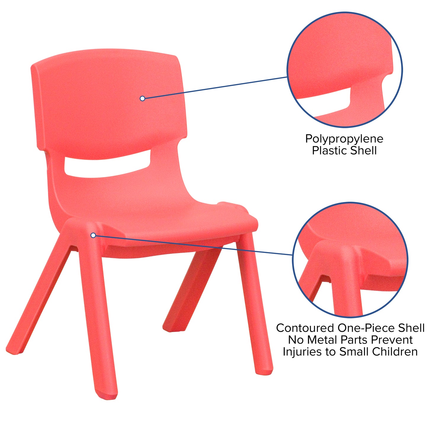 Whitney 4 Pack Red Plastic Stackable School Chair with 10.5'' Seat Height Red