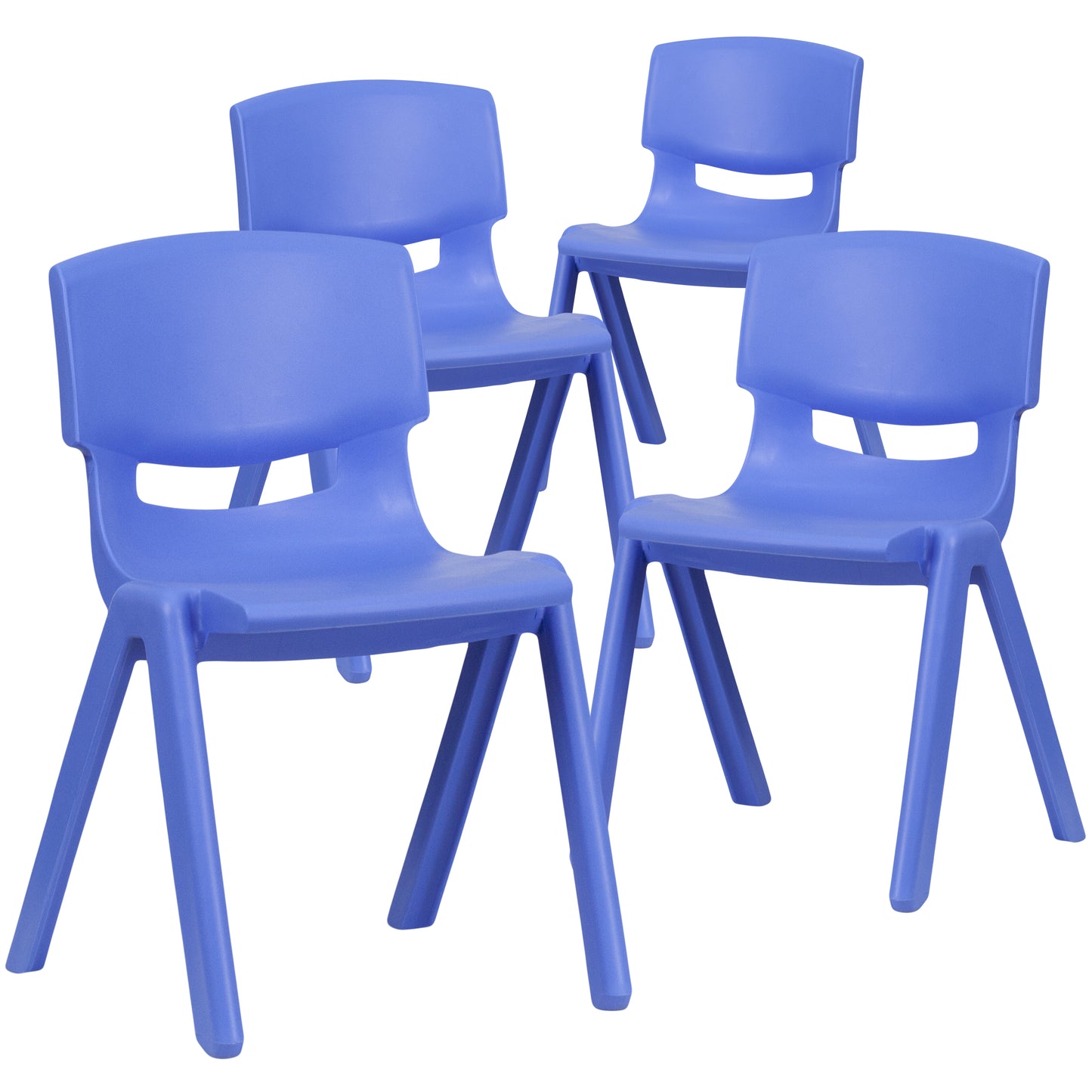 Whitney 4 Pack Blue Plastic Stackable School Chair with 13.25'' Seat Height Blue
