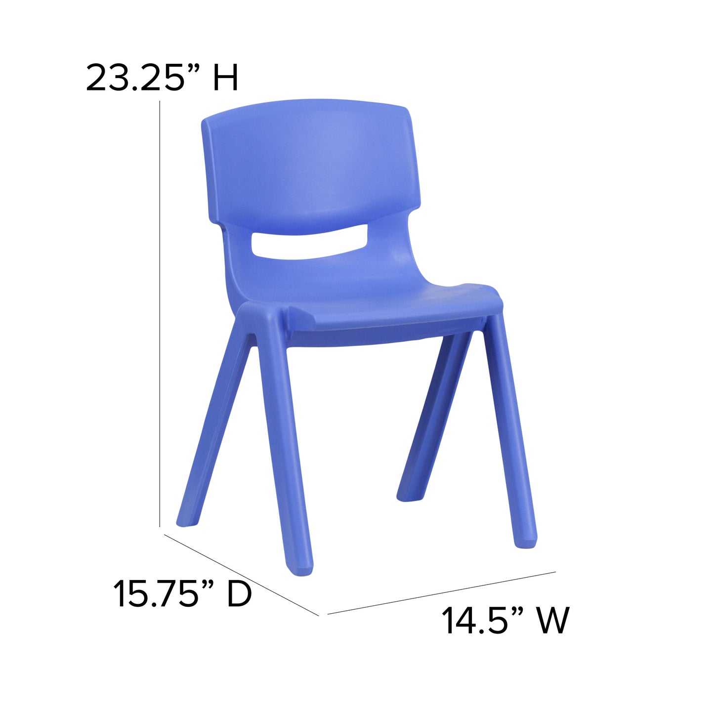 Whitney 4 Pack Blue Plastic Stackable School Chair with 13.25'' Seat Height Blue