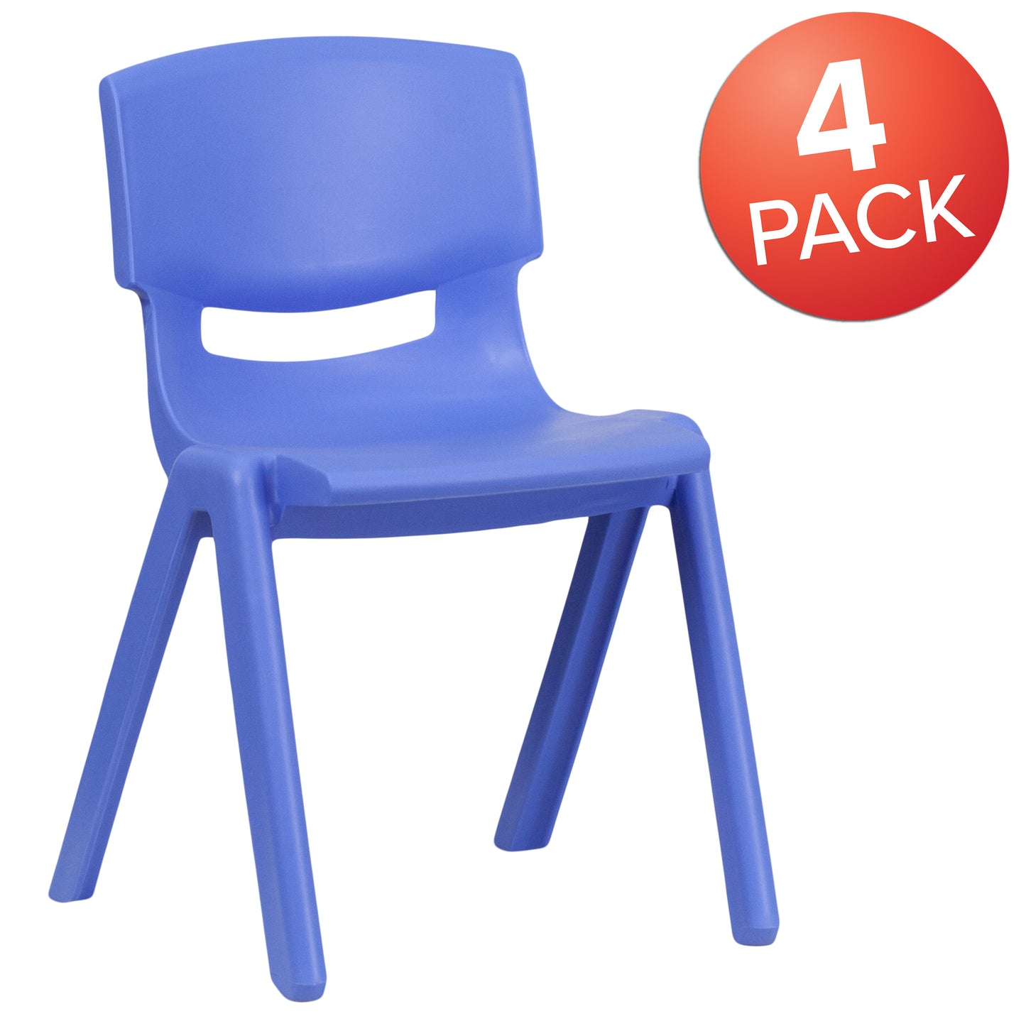 Whitney 4 Pack Blue Plastic Stackable School Chair with 13.25'' Seat Height Blue
