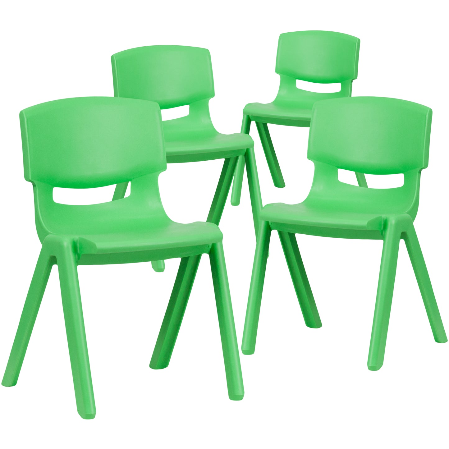 Whitney 4 Pack Green Plastic Stackable School Chair with 13.25'' Seat Height Green