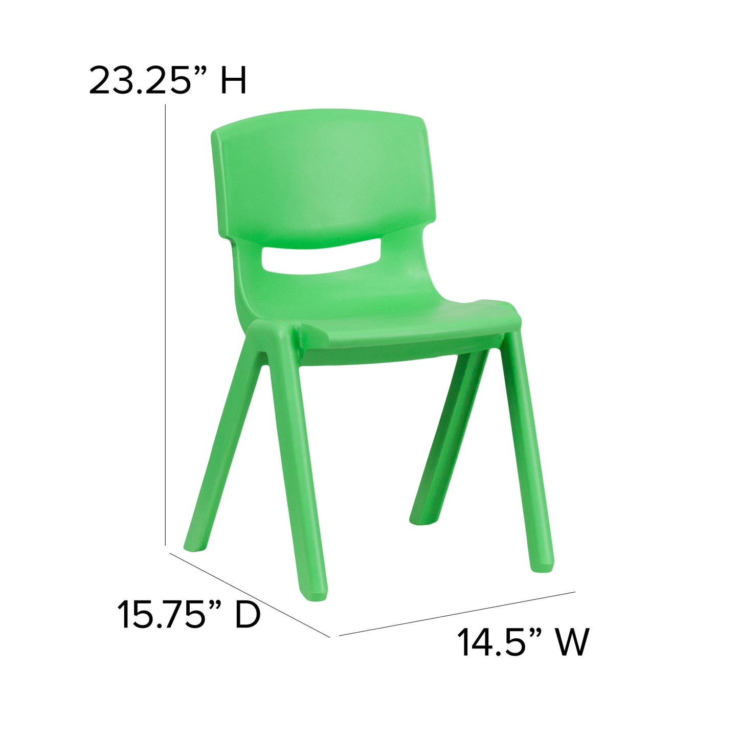 Whitney 4 Pack Green Plastic Stackable School Chair with 13.25'' Seat Height Green