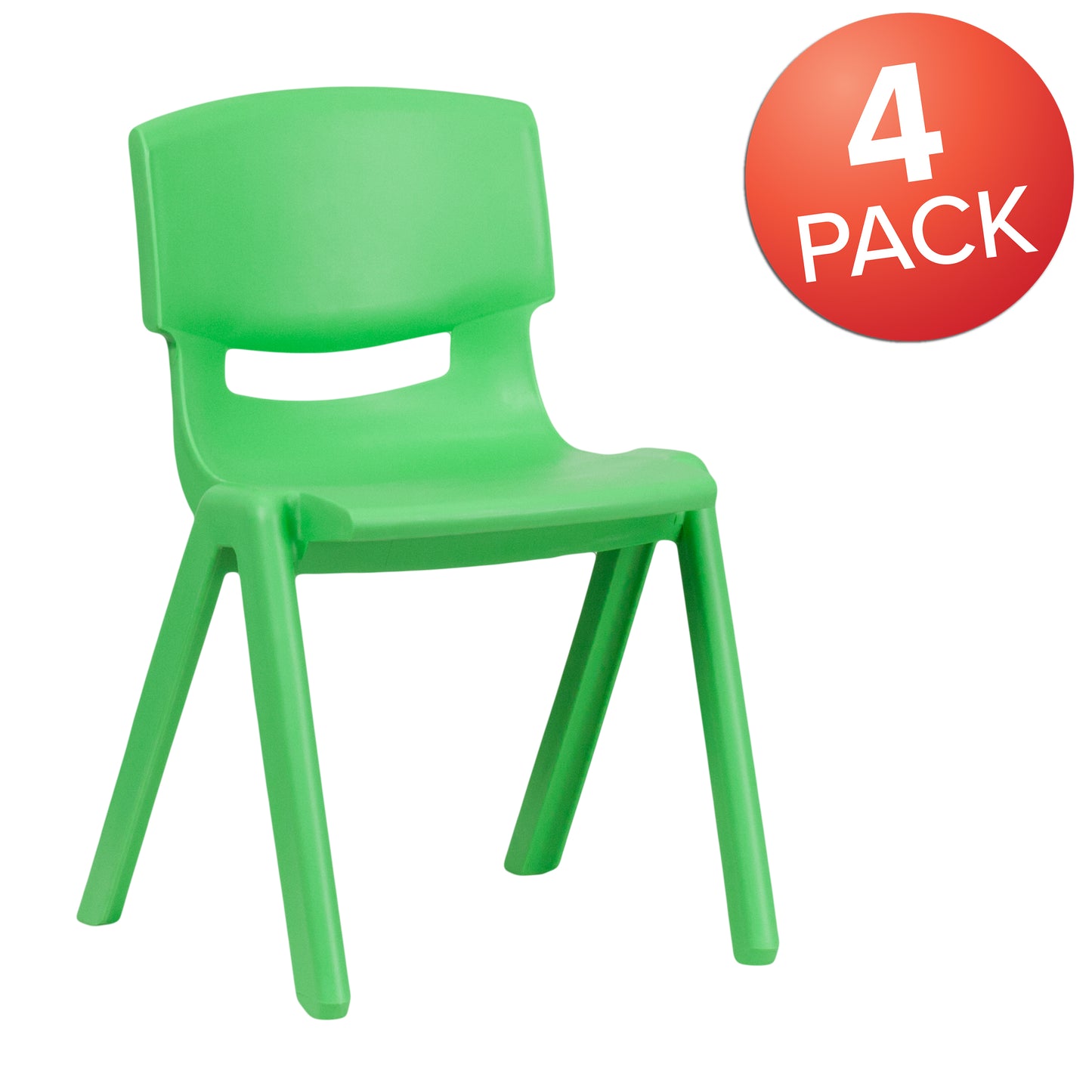 Whitney 4 Pack Green Plastic Stackable School Chair with 13.25'' Seat Height Green