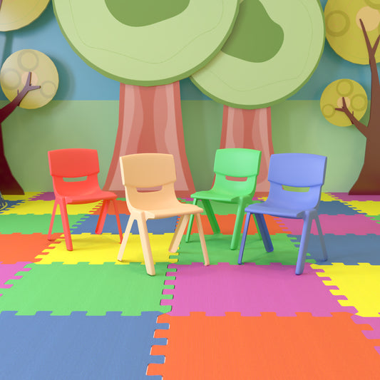 Whitney 4 Pack Plastic Stackable School Chairs with 13.25" Seat Height, Assorted Colors Assorted 4-YU-YCX4-004-MULTI-GG