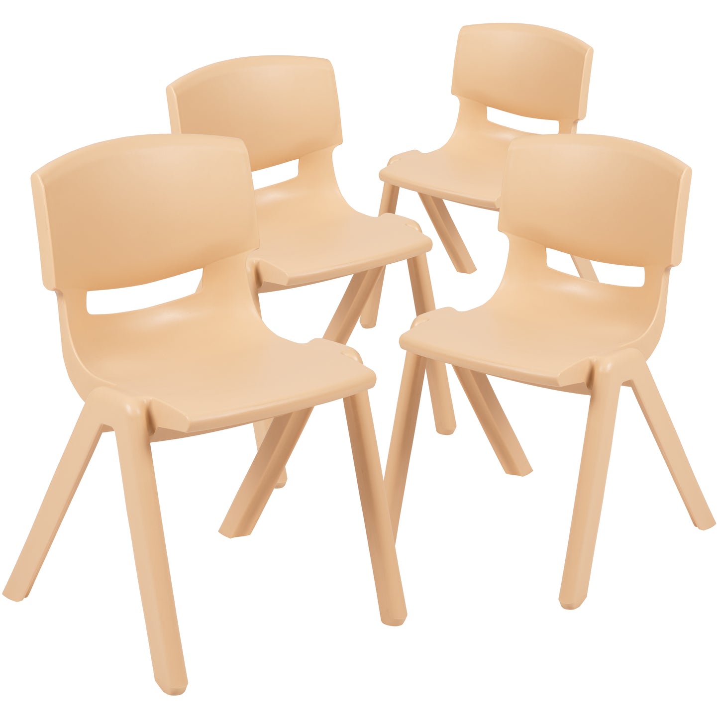 Whitney 4 Pack Natural Plastic Stackable School Chair with 13.25" Seat Height Natural