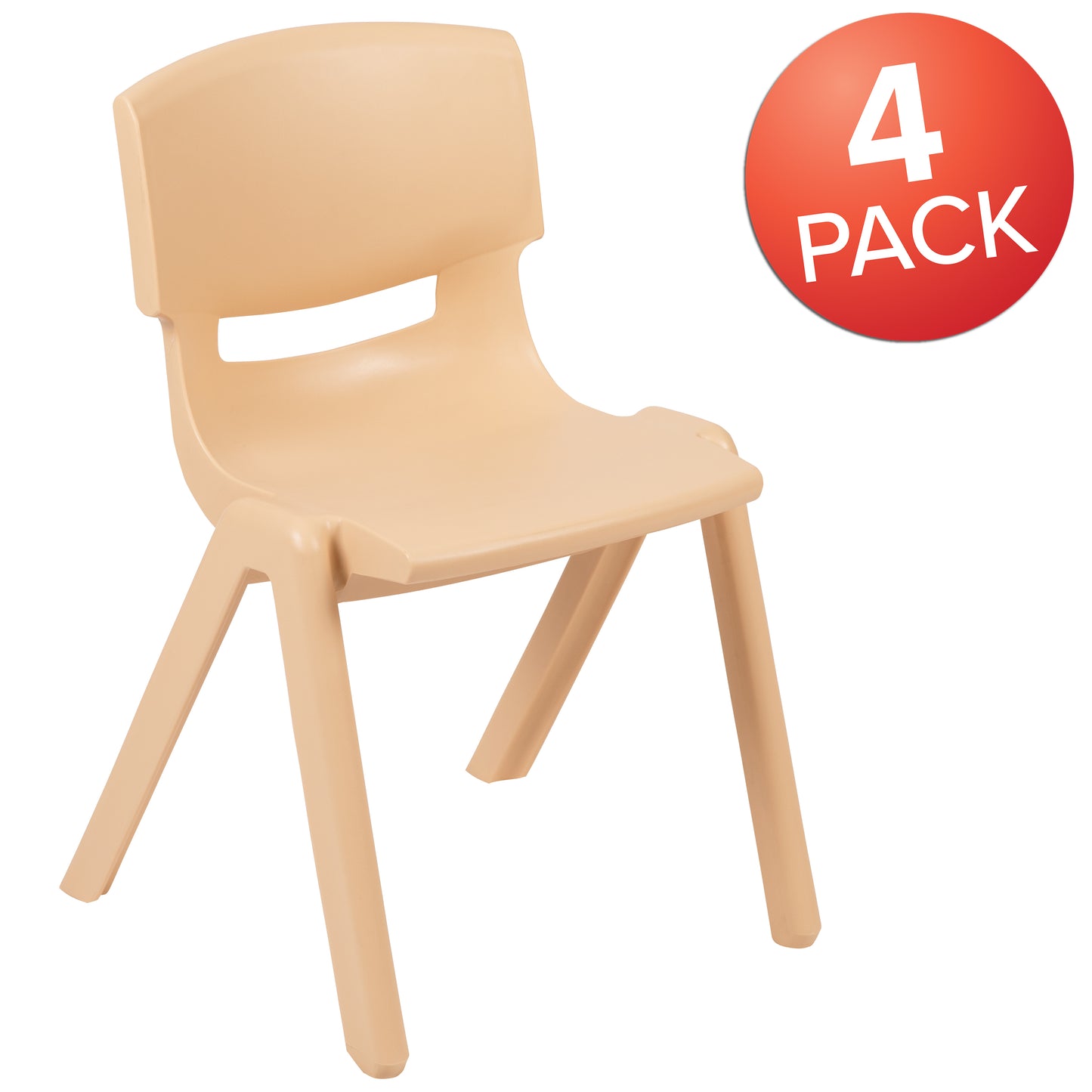 Whitney 4 Pack Natural Plastic Stackable School Chair with 13.25" Seat Height Natural