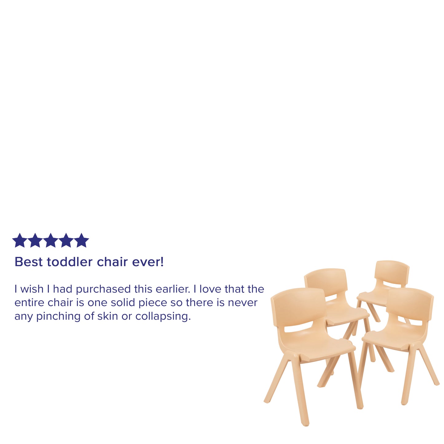 Whitney 4 Pack Natural Plastic Stackable School Chair with 13.25" Seat Height Natural