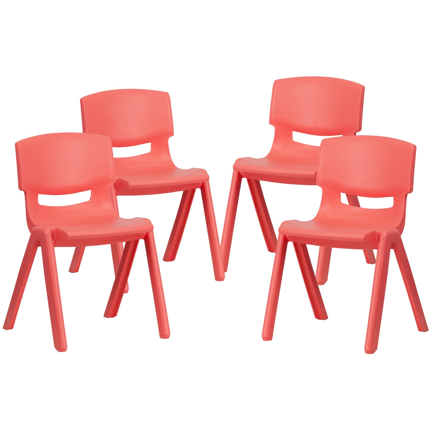 Whitney 4 Pack Red Plastic Stackable School Chair with 13.25'' Seat Height Red