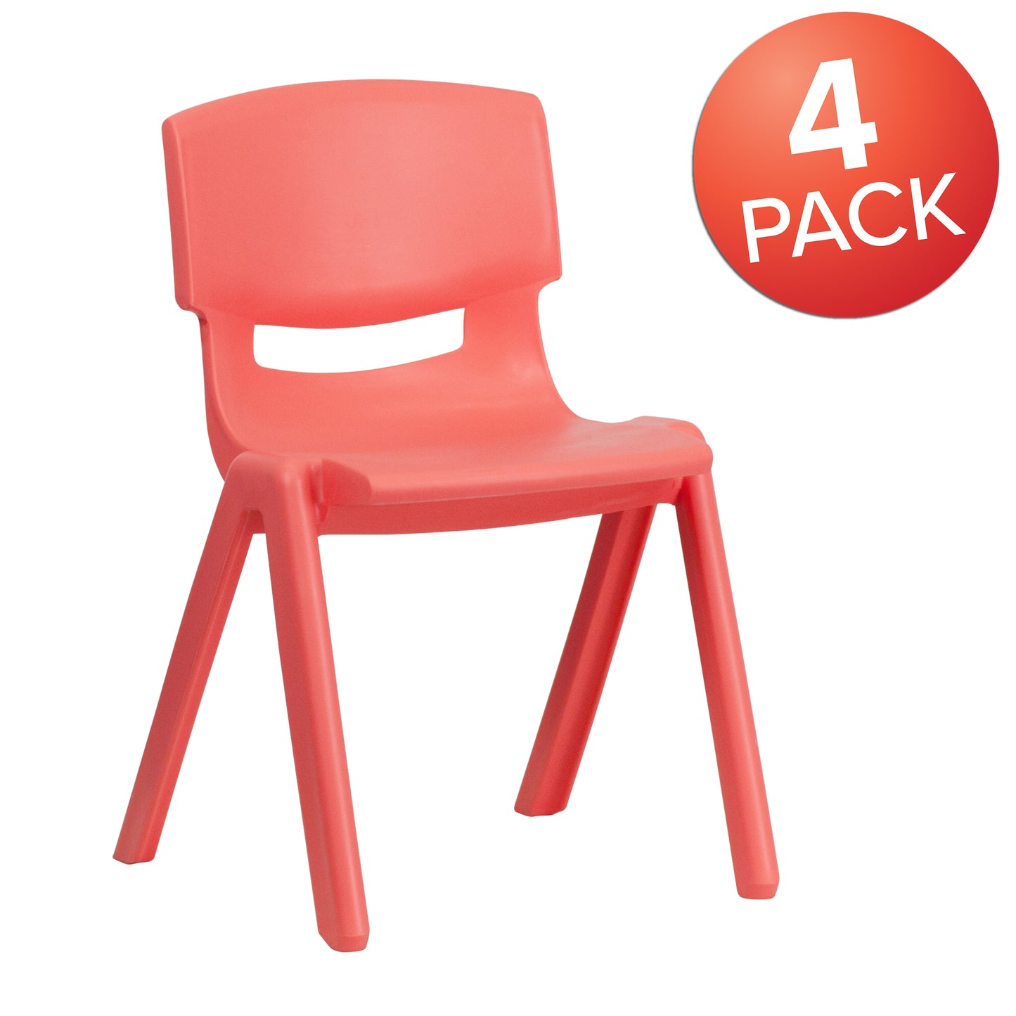 Whitney 4 Pack Red Plastic Stackable School Chair with 13.25'' Seat Height Red