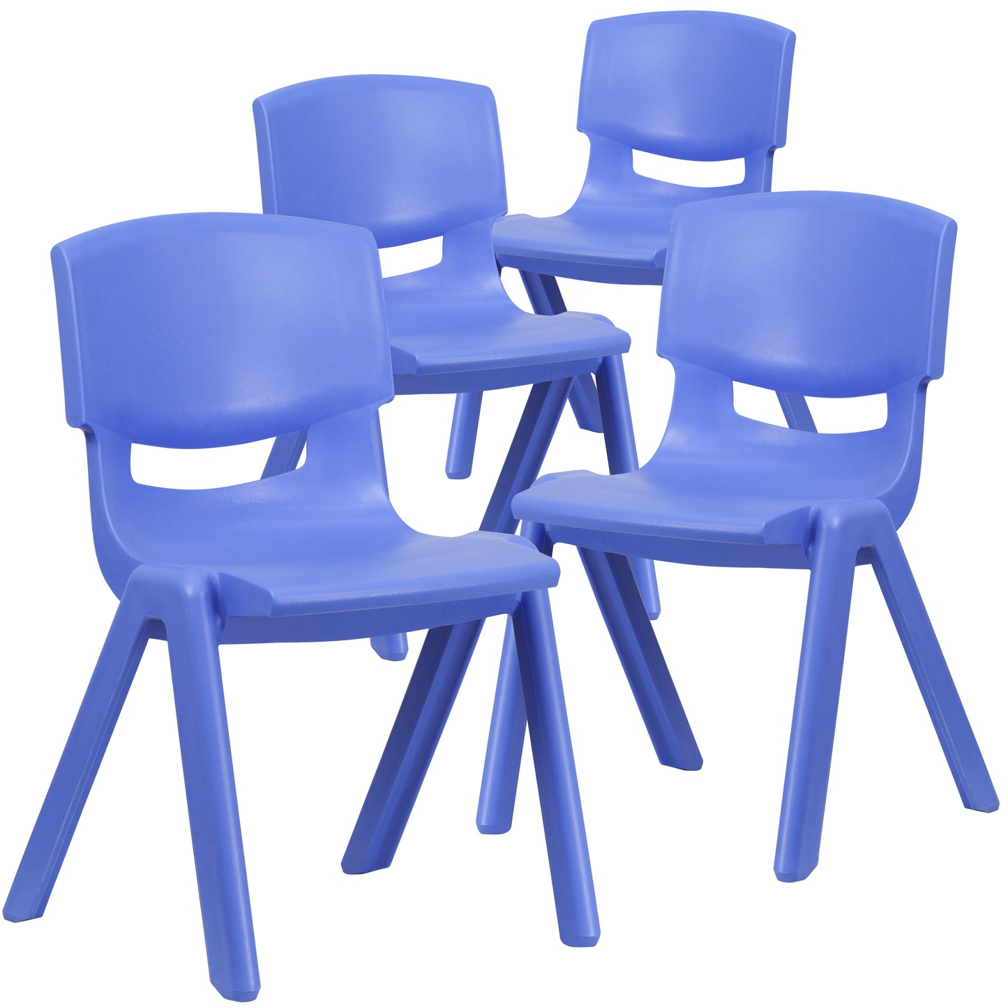 Whitney 4 Pack Blue Plastic Stackable School Chair with 15.5'' Seat Height Blue