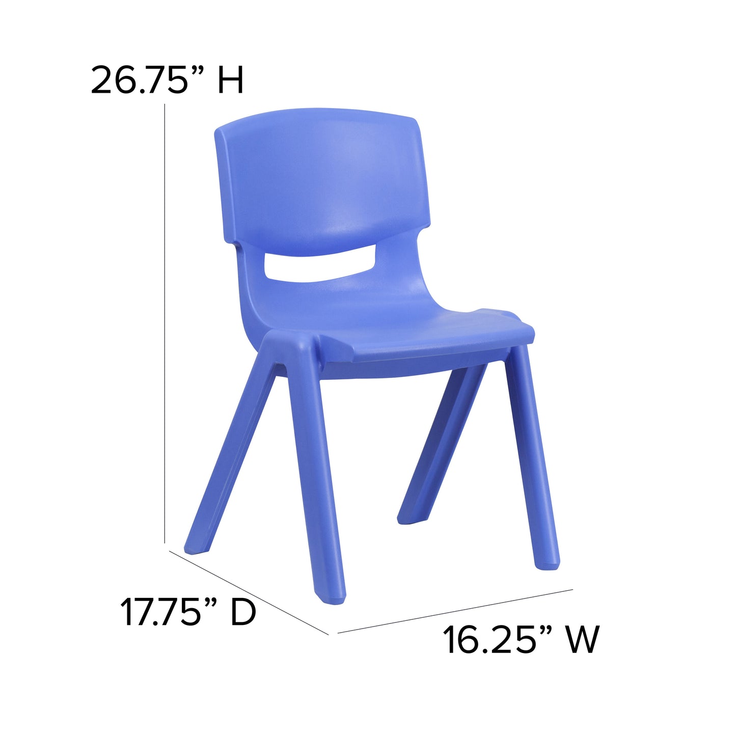 Whitney 4 Pack Blue Plastic Stackable School Chair with 15.5'' Seat Height Blue