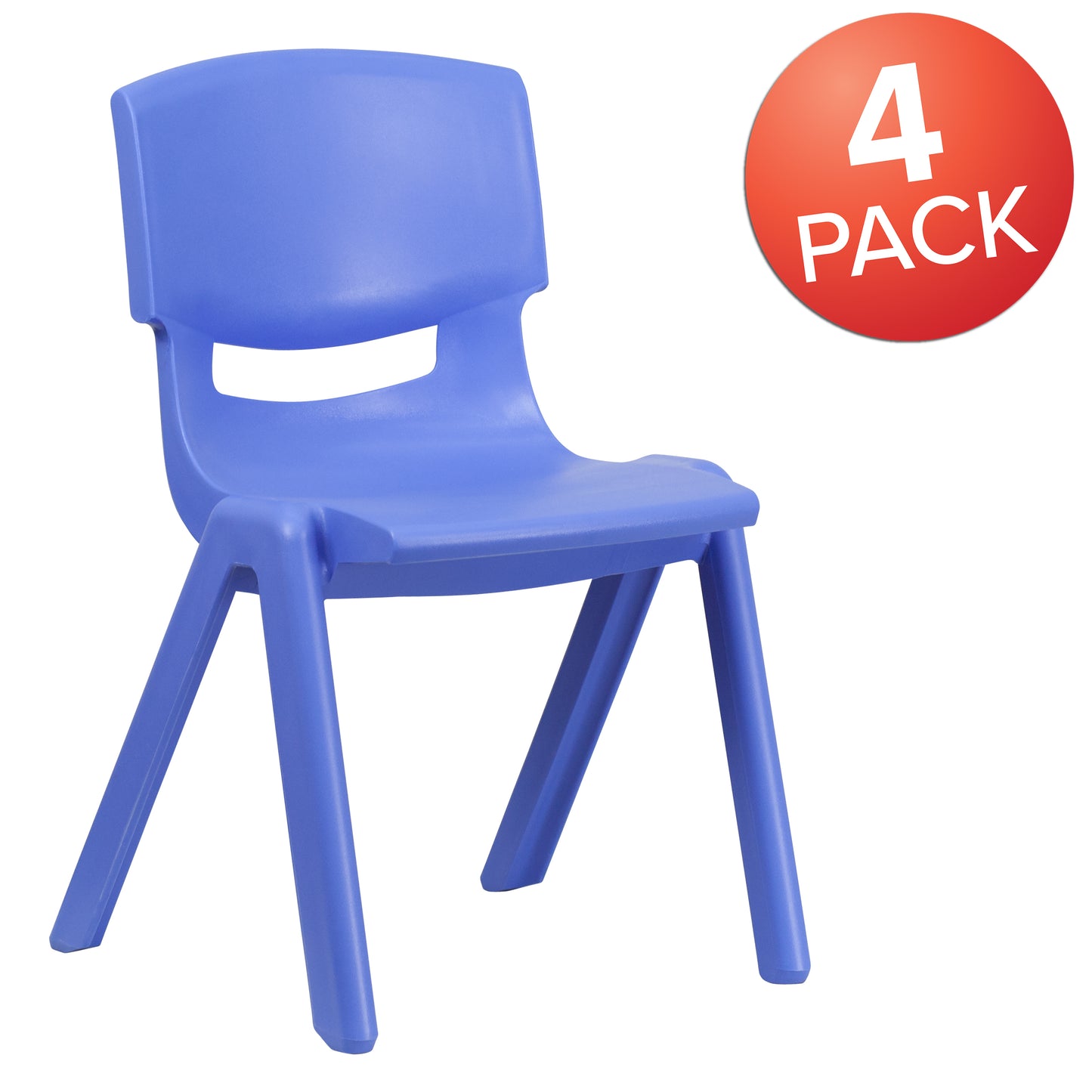 Whitney 4 Pack Blue Plastic Stackable School Chair with 15.5'' Seat Height Blue