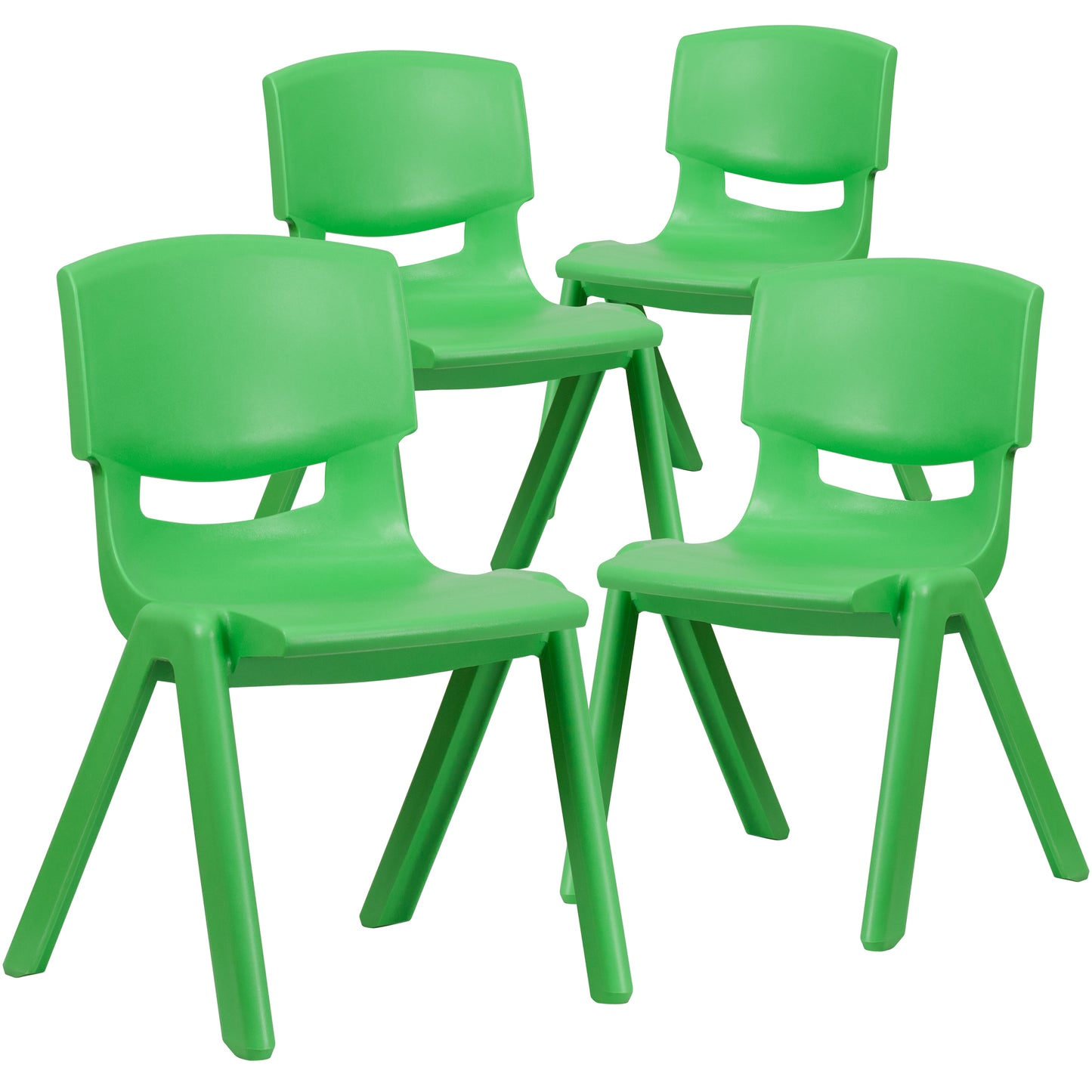 Whitney 4 Pack Green Plastic Stackable School Chair with 15.5'' Seat Height Green