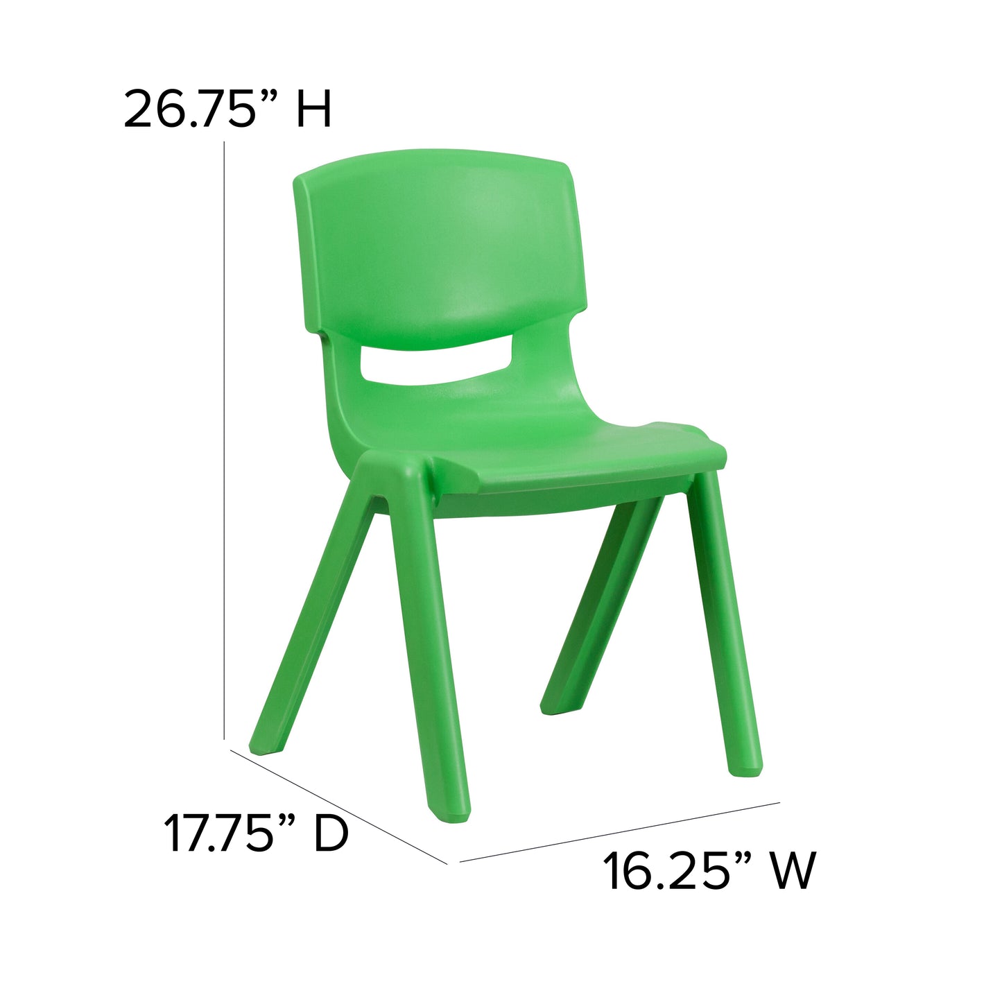 Whitney 4 Pack Green Plastic Stackable School Chair with 15.5'' Seat Height Green