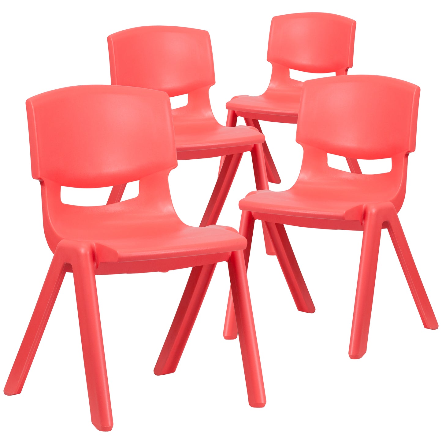 Whitney 4 Pack Red Plastic Stackable School Chair with 15.5'' Seat Height Red