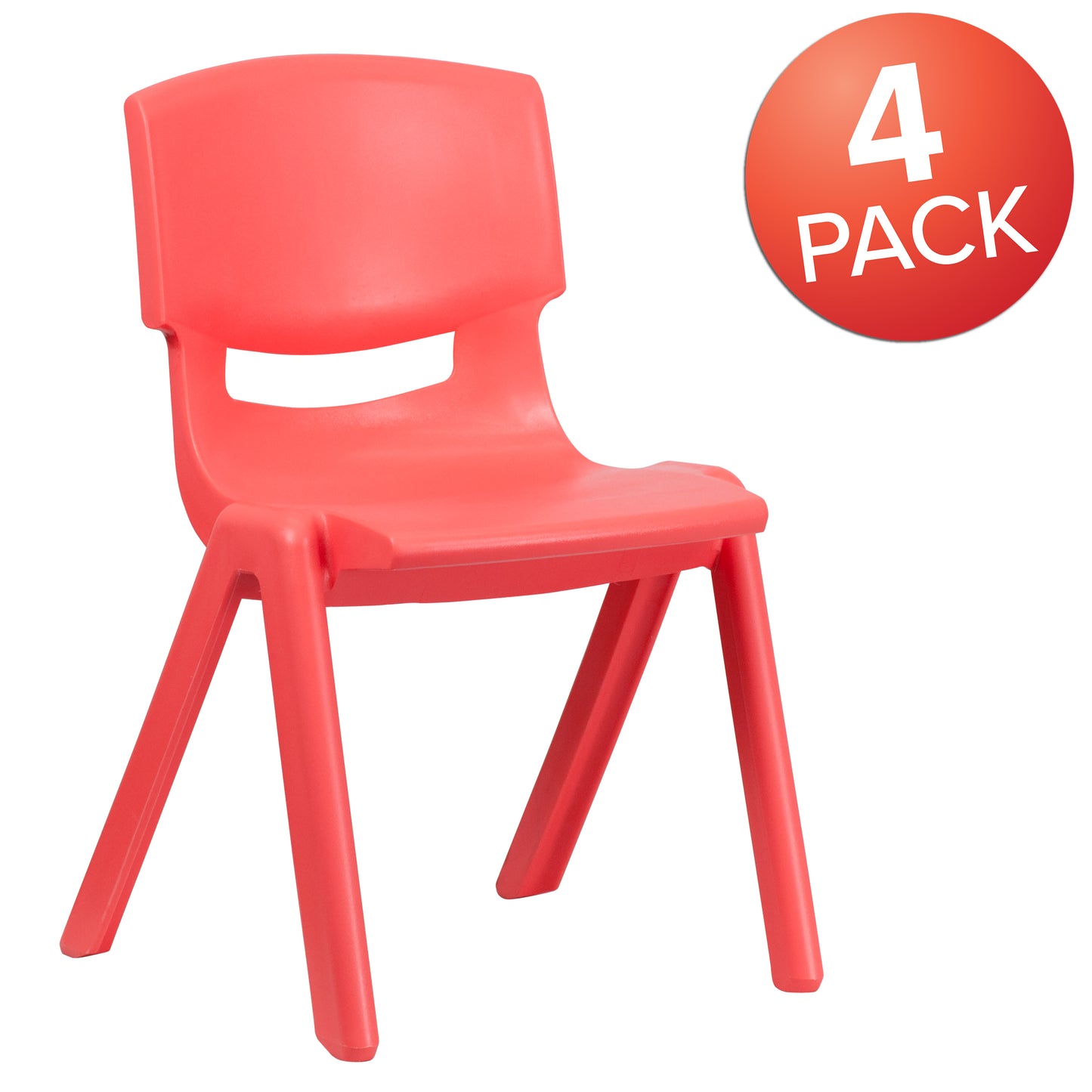 Whitney 4 Pack Red Plastic Stackable School Chair with 15.5'' Seat Height Red