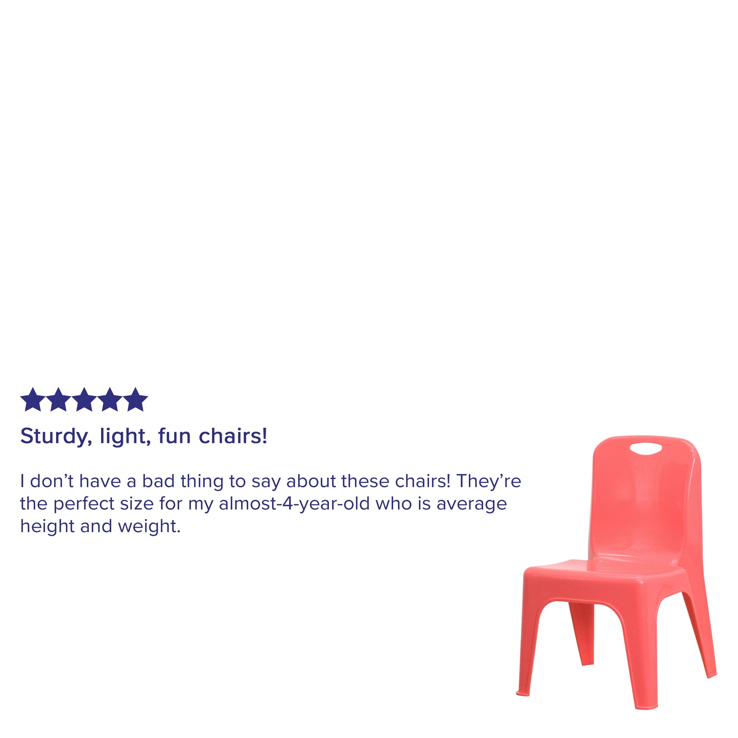 Whitney 4 Pack Red Plastic Stackable School Chair with Carrying Handle and 11'' Seat Height Red