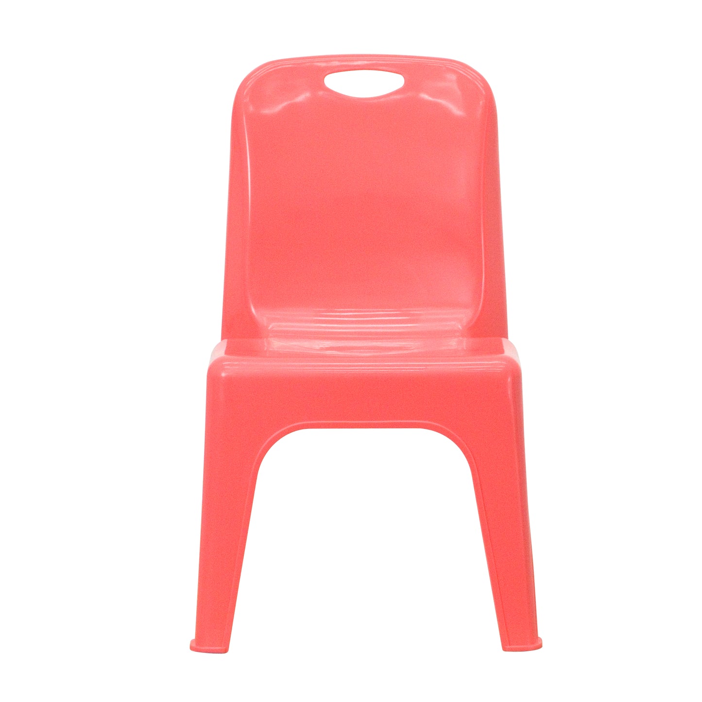 Whitney 4 Pack Red Plastic Stackable School Chair with Carrying Handle and 11'' Seat Height Red