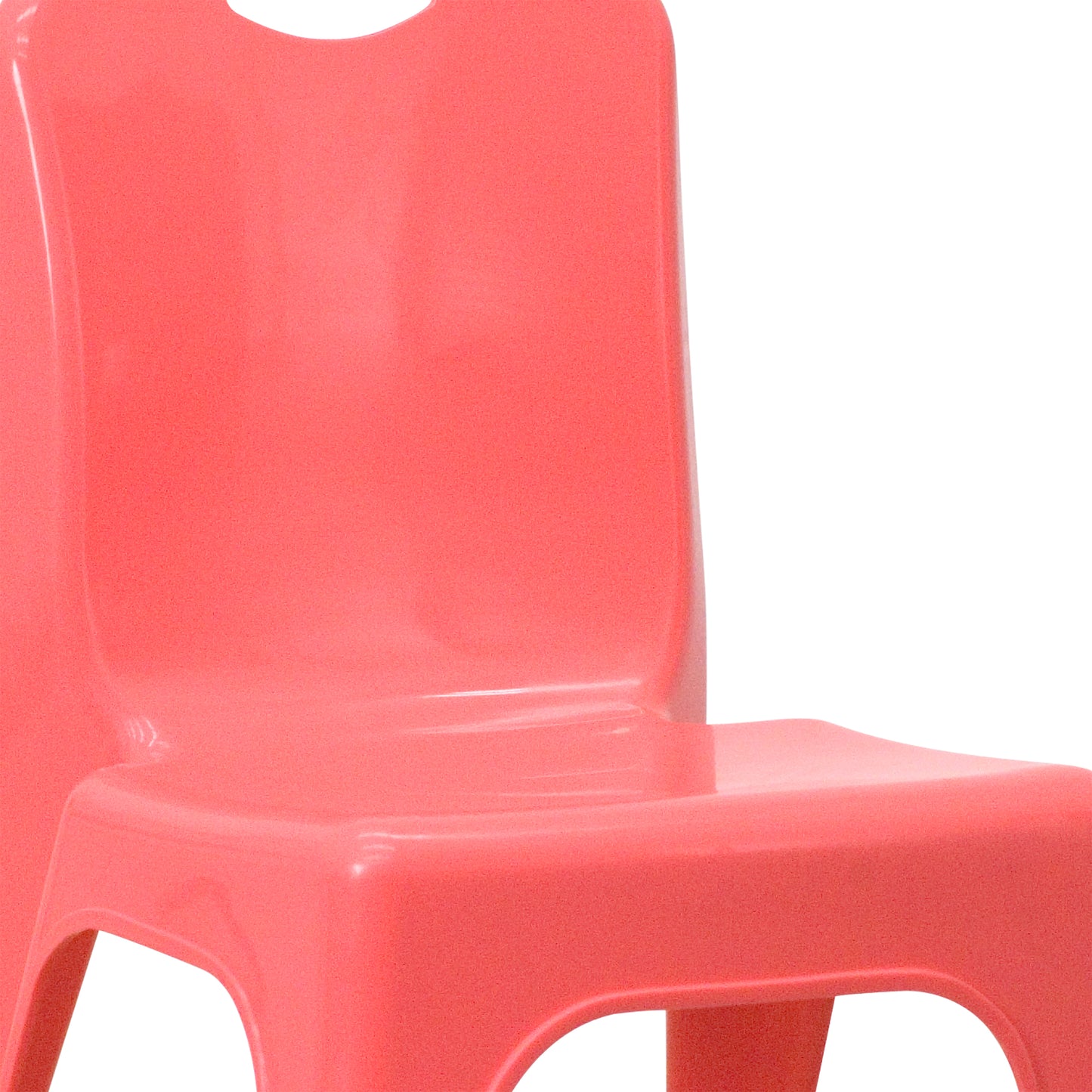 Whitney 4 Pack Red Plastic Stackable School Chair with Carrying Handle and 11'' Seat Height Red