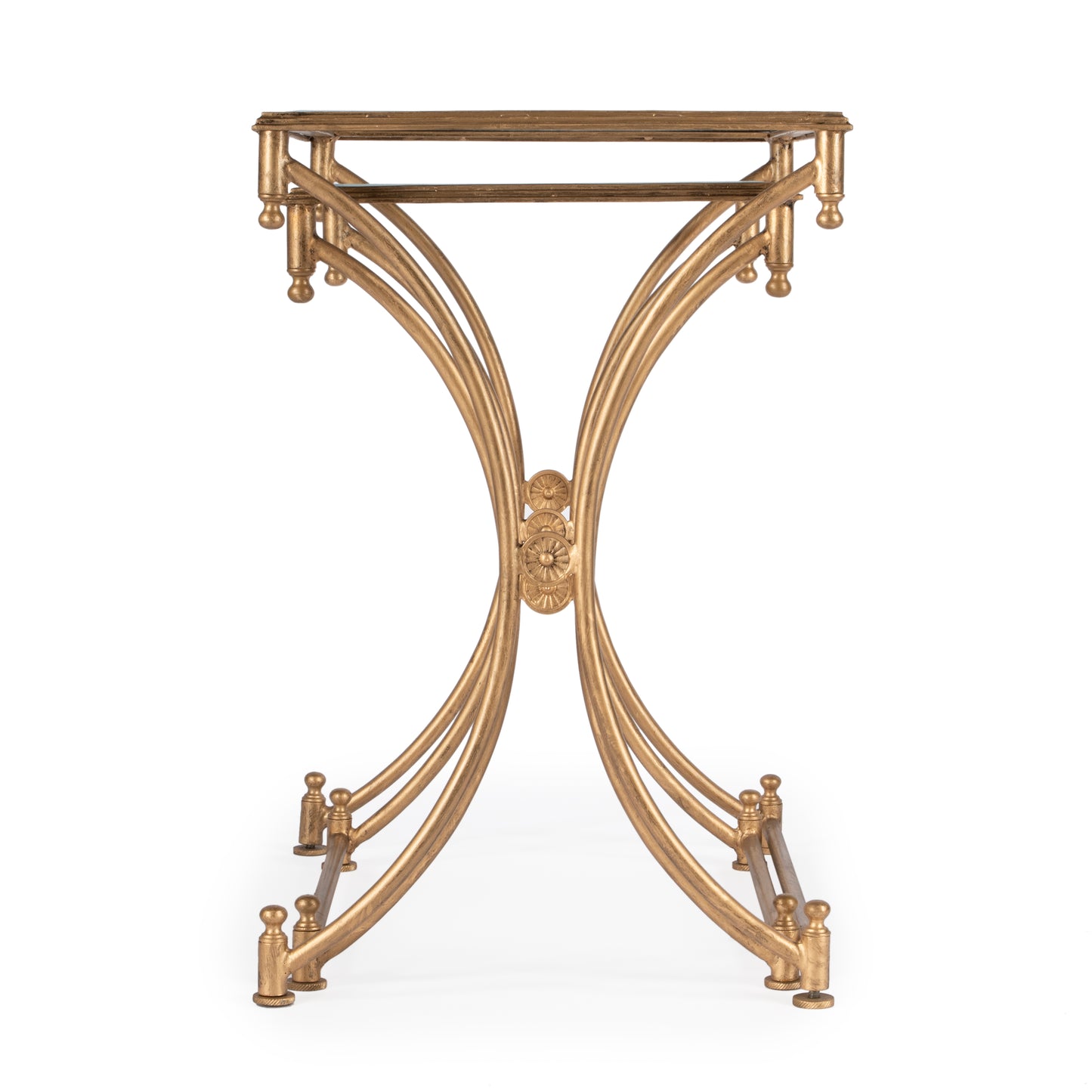 Butler Specialty Company Beverly Rectangular Glass and Metal Set of 2 Nesting Tables, Gold