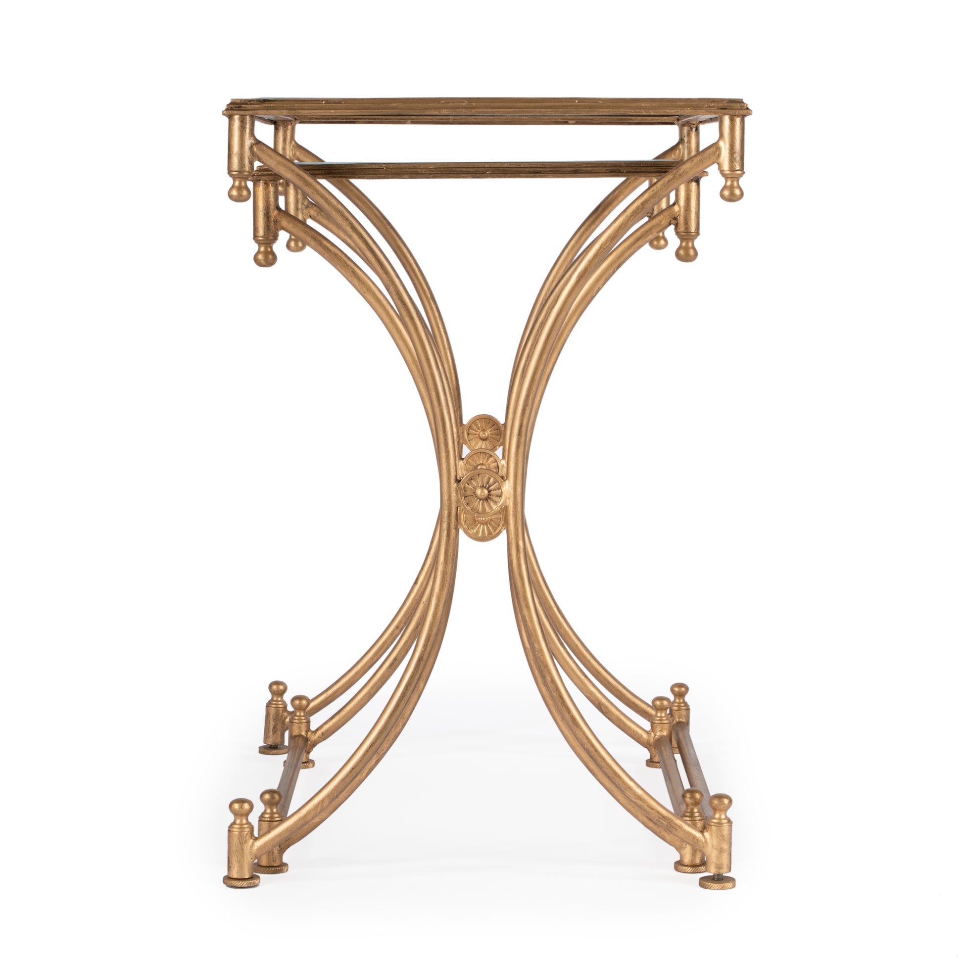 Butler Specialty Company Beverly Rectangular Glass and Metal Set of 2 Nesting Tables, Gold