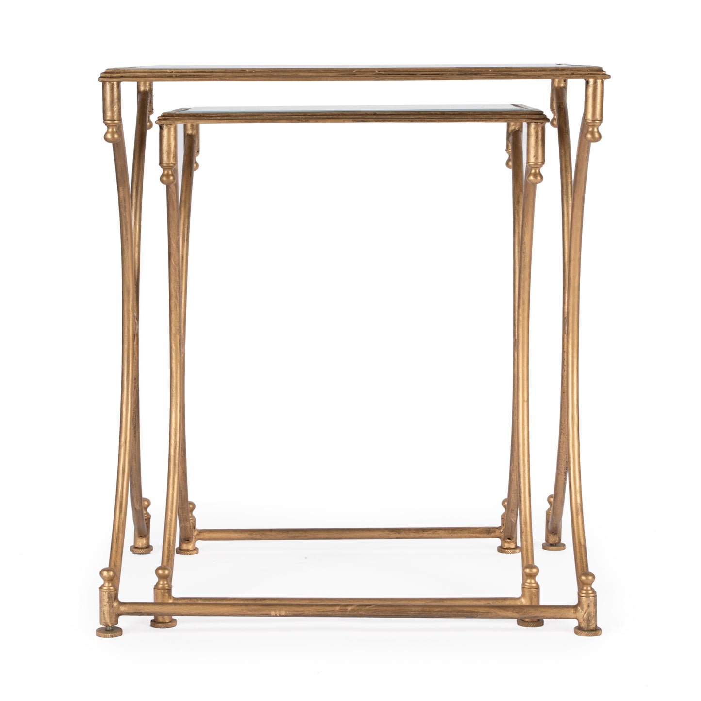 Butler Specialty Company Beverly Rectangular Glass and Metal Set of 2 Nesting Tables, Gold