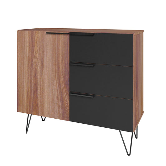Manhattan Comfort Beekman 35.43 Dresser with 2 Shelves in Brown and Black 405AMC240