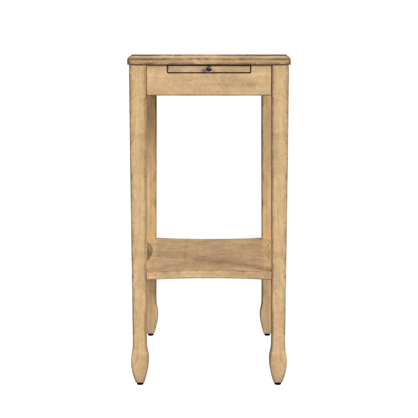 Butler Specialty Company Gilbert 12 in. W Rectangular Wood End Table with Pull-Out Tray and Lower Open Shelf, Beige