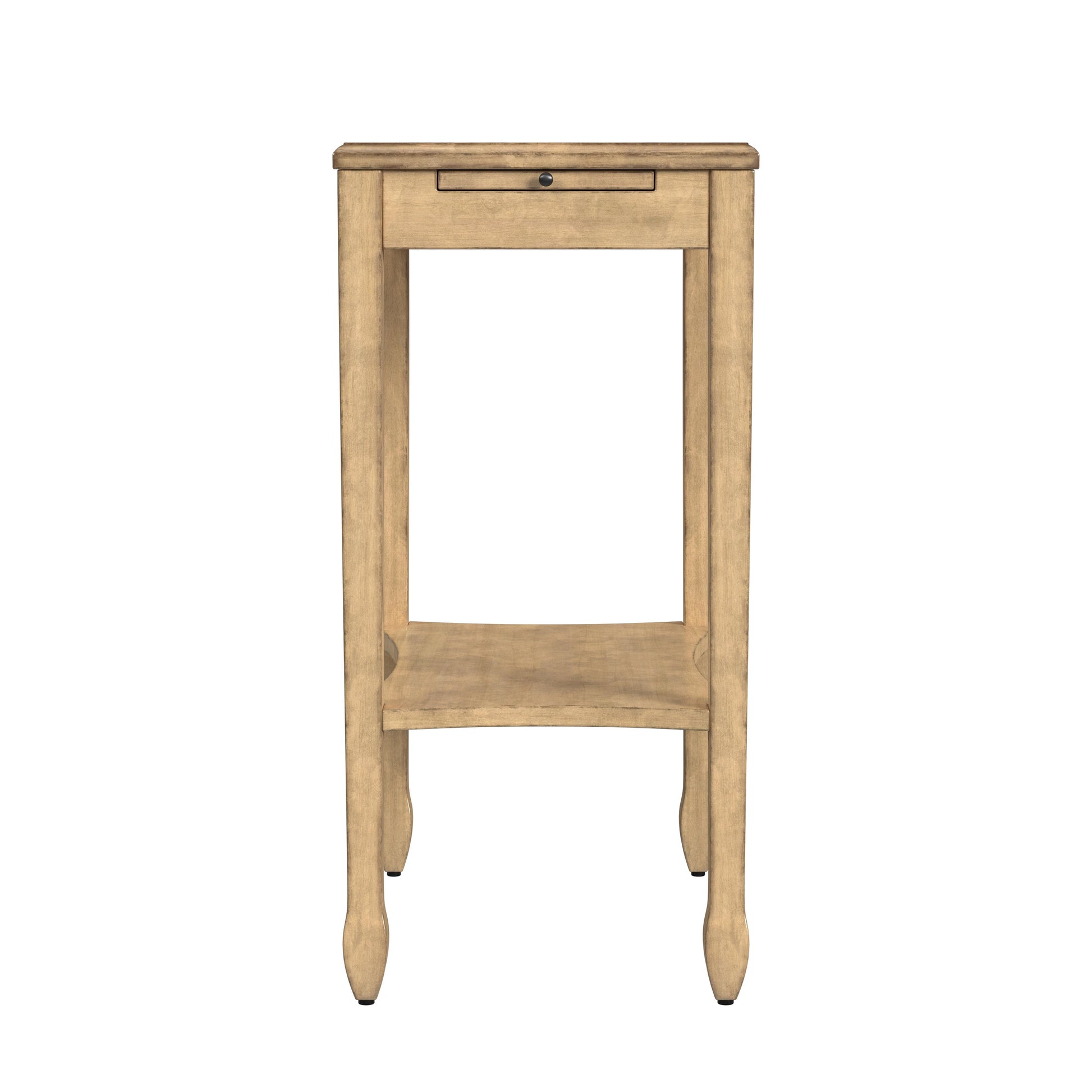Butler Specialty Company Gilbert 12 in. W Rectangular Wood End Table with Pull-Out Tray and Lower Open Shelf, Beige