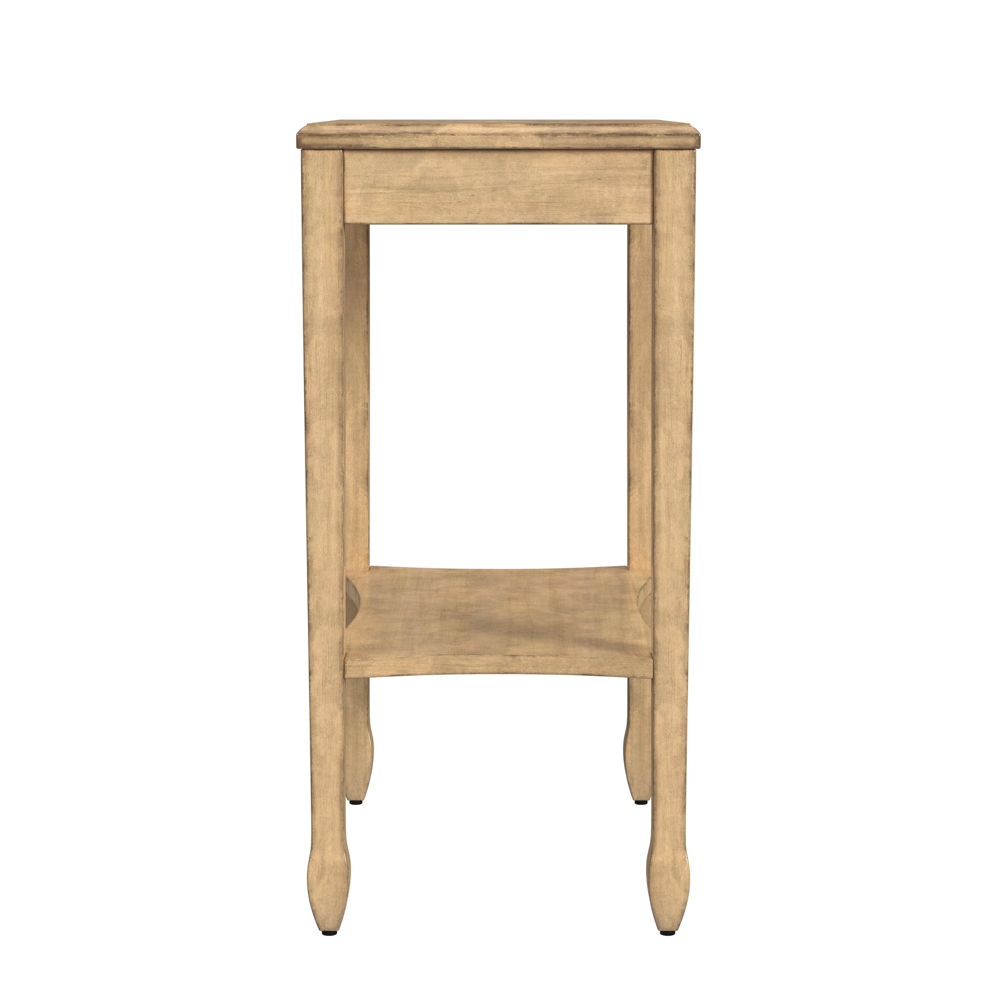 Butler Specialty Company Gilbert 12 in. W Rectangular Wood End Table with Pull-Out Tray and Lower Open Shelf, Beige