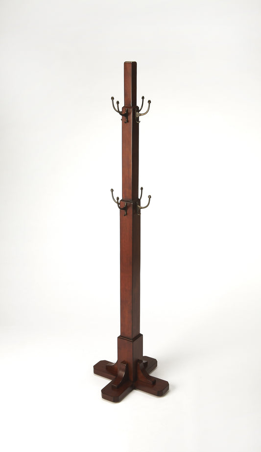 Butler Specialty Company Webster 68.5 in. H Wood and Metal Freestanding 8 Double Hook Coat Rack, Medium Brown