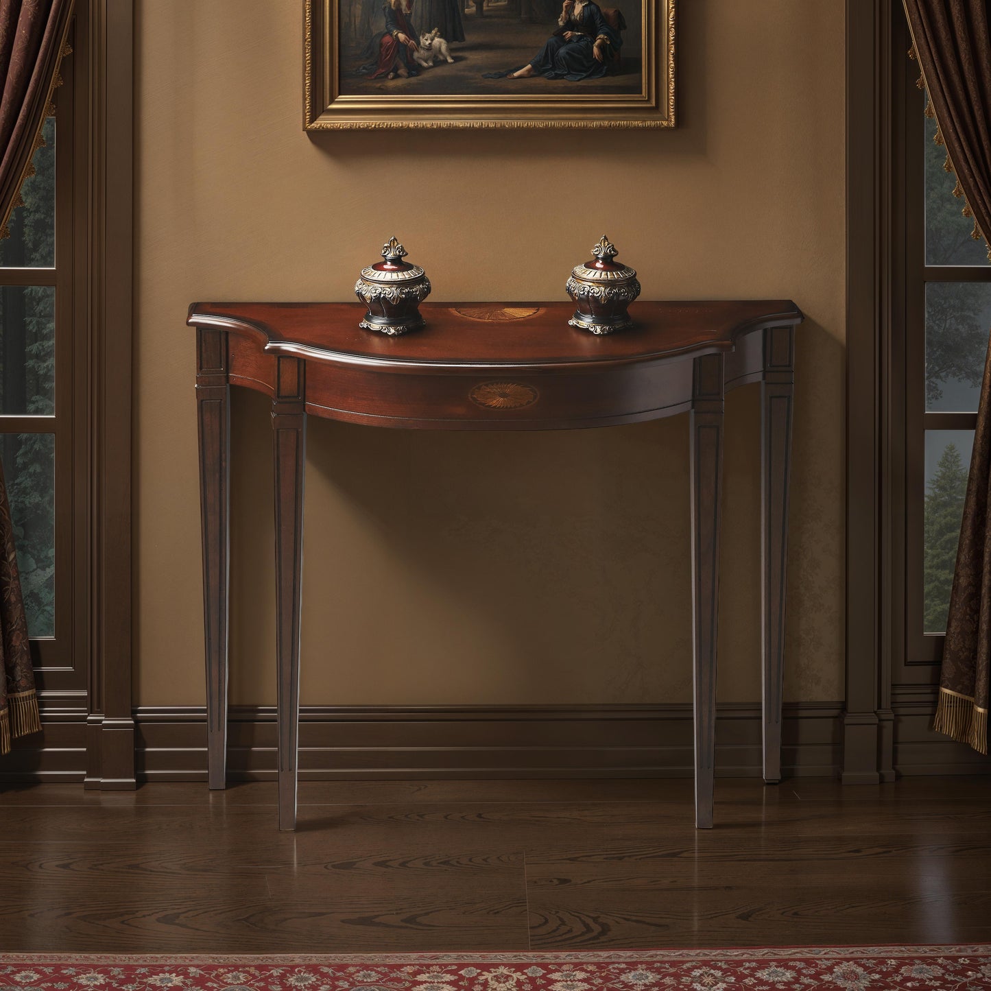 Butler Specialty Company Chester 36 in. W Demilune Wood Console Table, Dark Brown