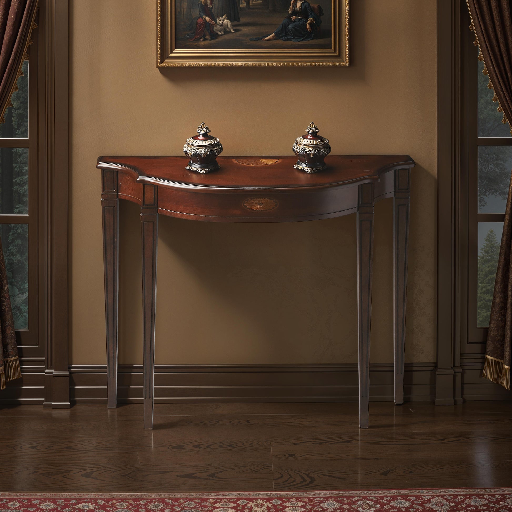 Butler Specialty Company Chester 36 in. W Demilune Wood Console Table, Dark Brown
