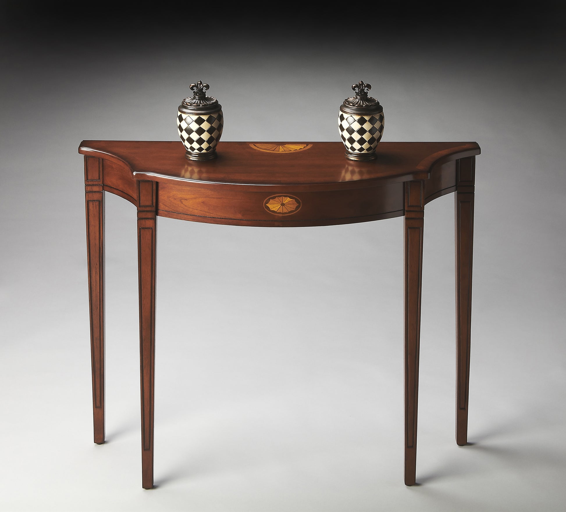 Butler Specialty Company Chester 36 in. W Demilune Wood Console Table, Medium Brown