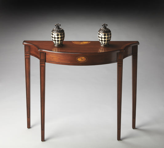 Butler Specialty Company Chester 36 in. W Demilune Wood Console Table, Medium Brown