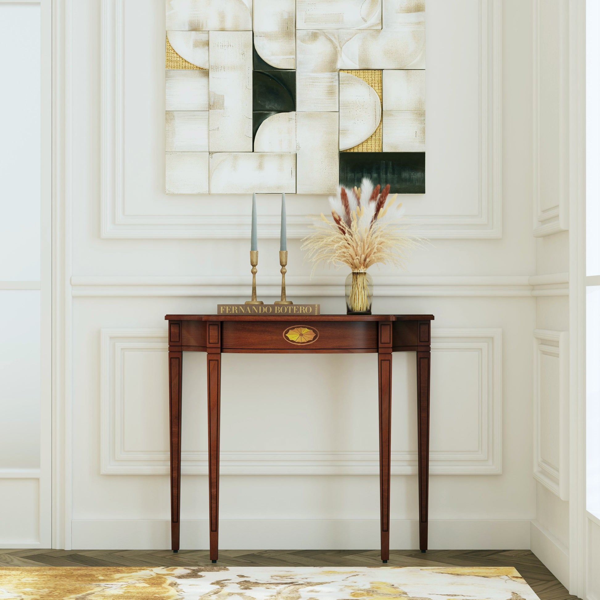 Butler Specialty Company Chester 36 in. W Demilune Wood Console Table, Medium Brown