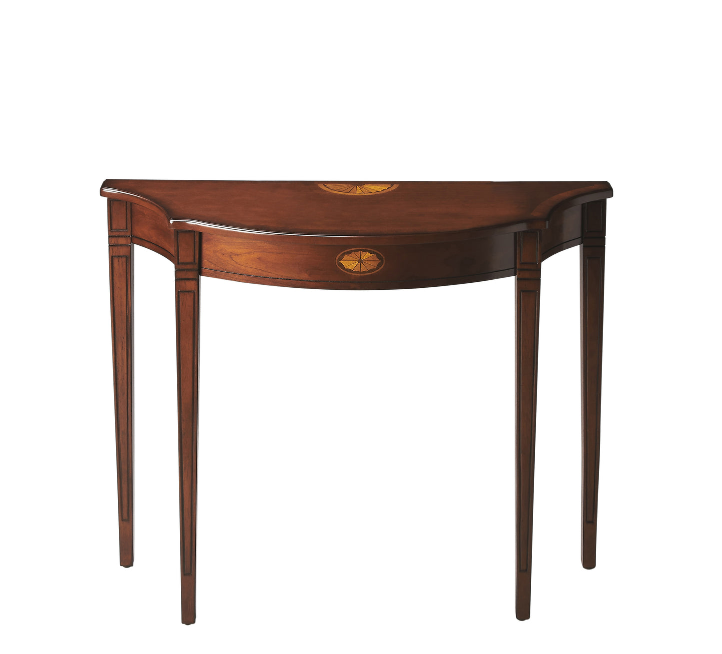 Butler Specialty Company Chester 36 in. W Demilune Wood Console Table, Medium Brown
