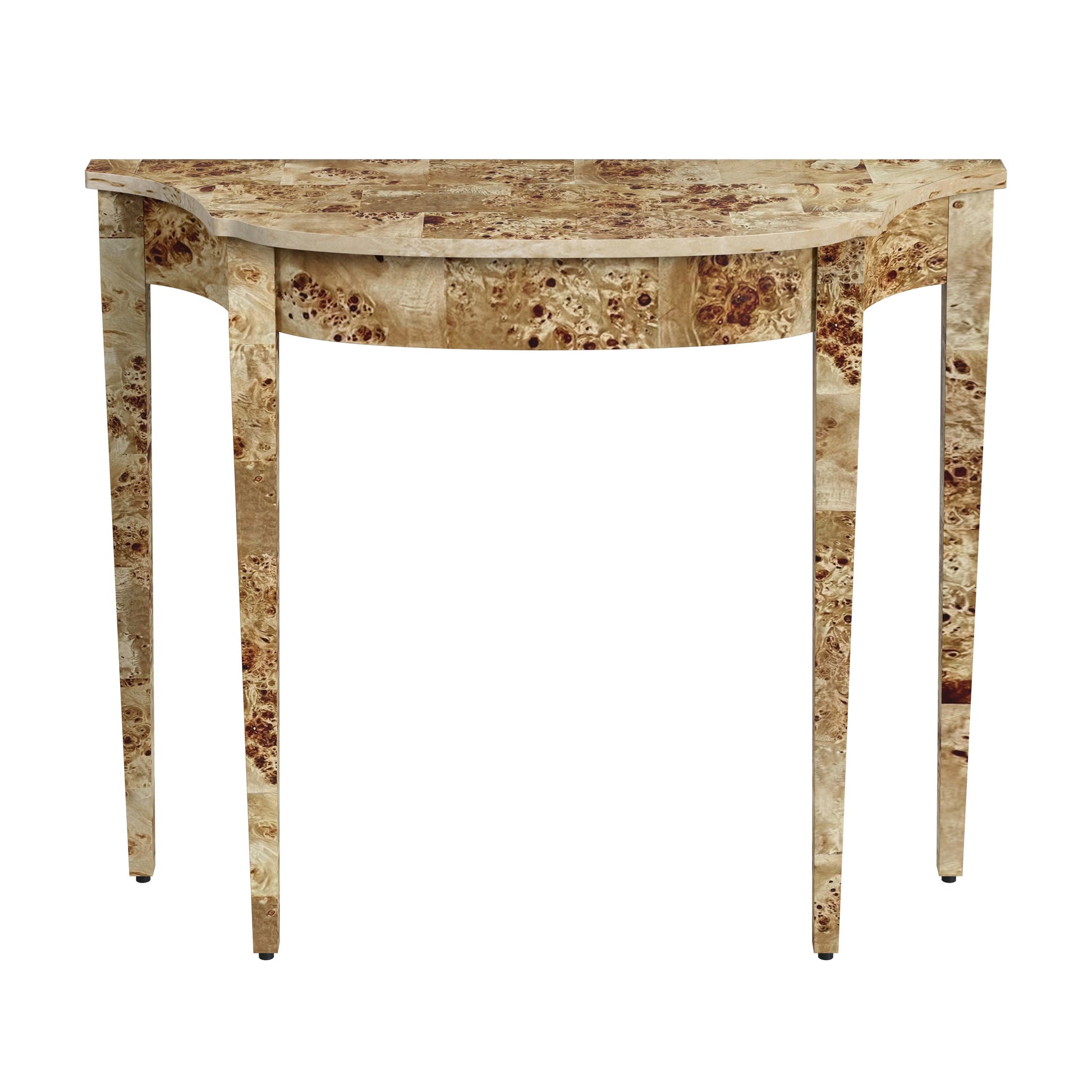 Butler Specialty Company Chester 36 in. W Demilune Burl Wood Console Table, Light Brown