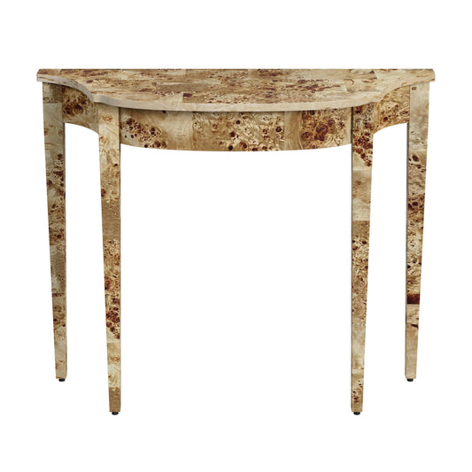 Butler Specialty Company Chester 36 in. W Demilune Burl Wood Console Table, Light Brown