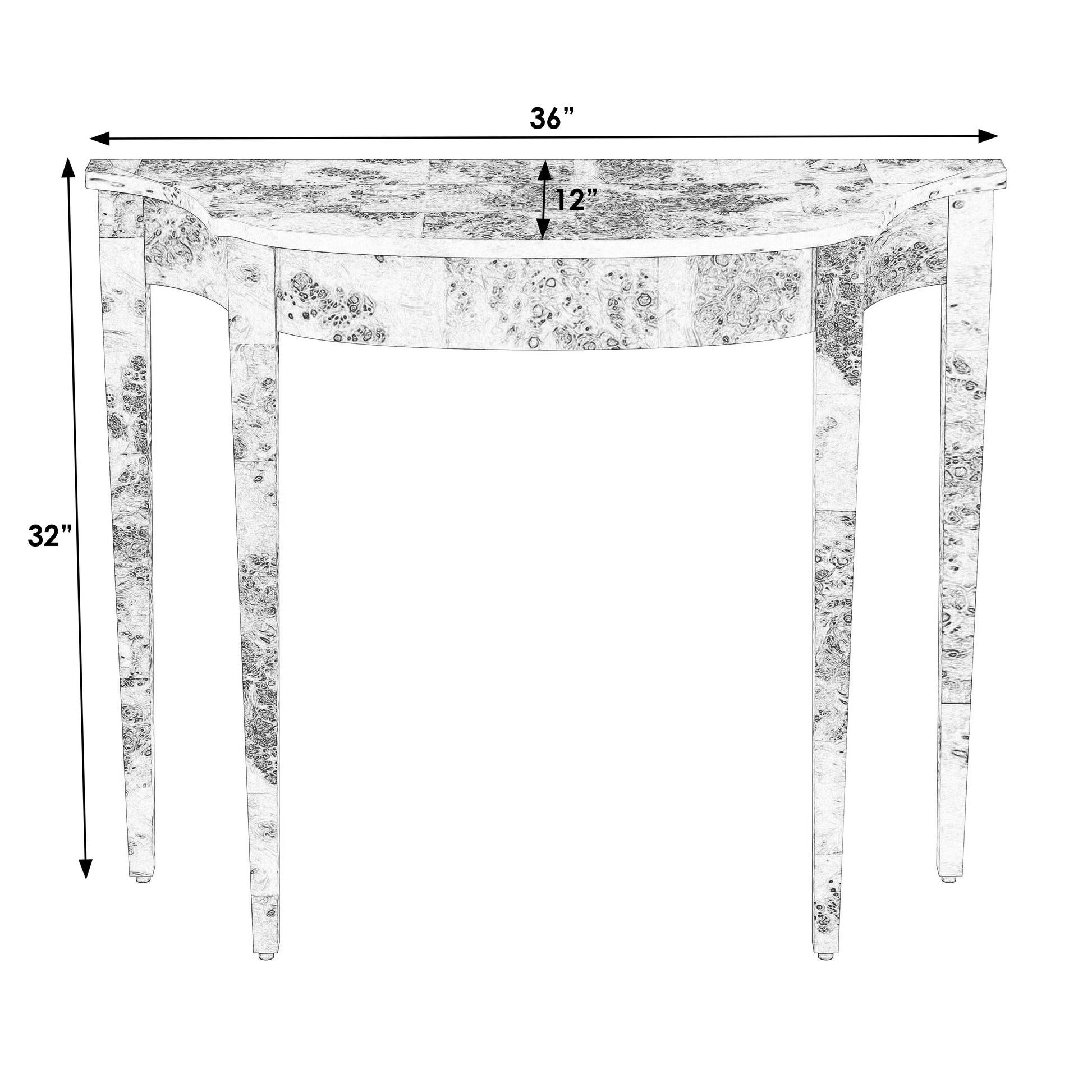 Butler Specialty Company Chester 36 in. W Demilune Burl Wood Console Table, Light Brown