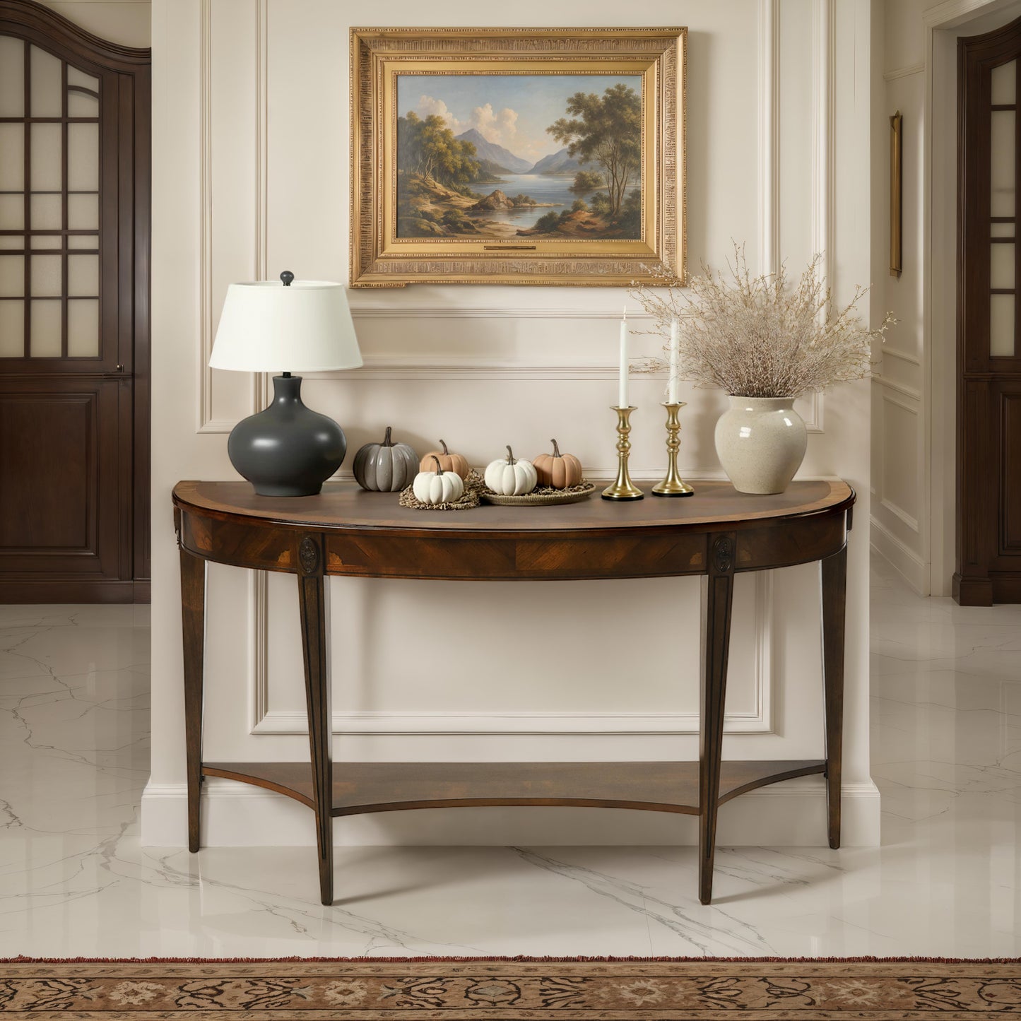 Butler Specialty Company Astor 54"W Demilune Console Table, Dark Brown