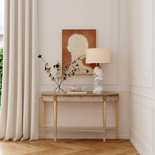 Butler Specialty Company Astor 54"W Demilune Console Table, Tan/Beige