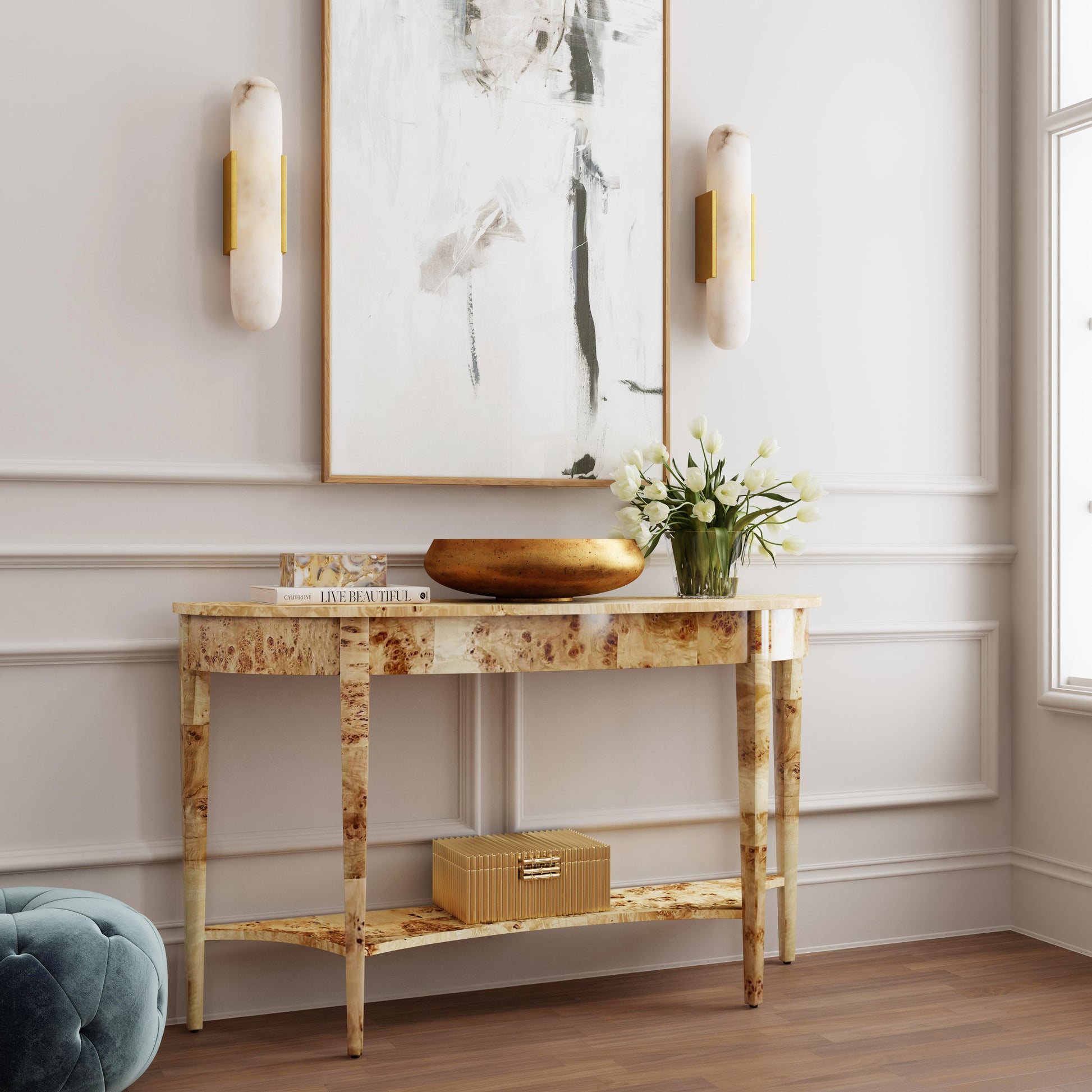 Butler Specialty Company Astor 54"W Demilune Console Table, Light Brown