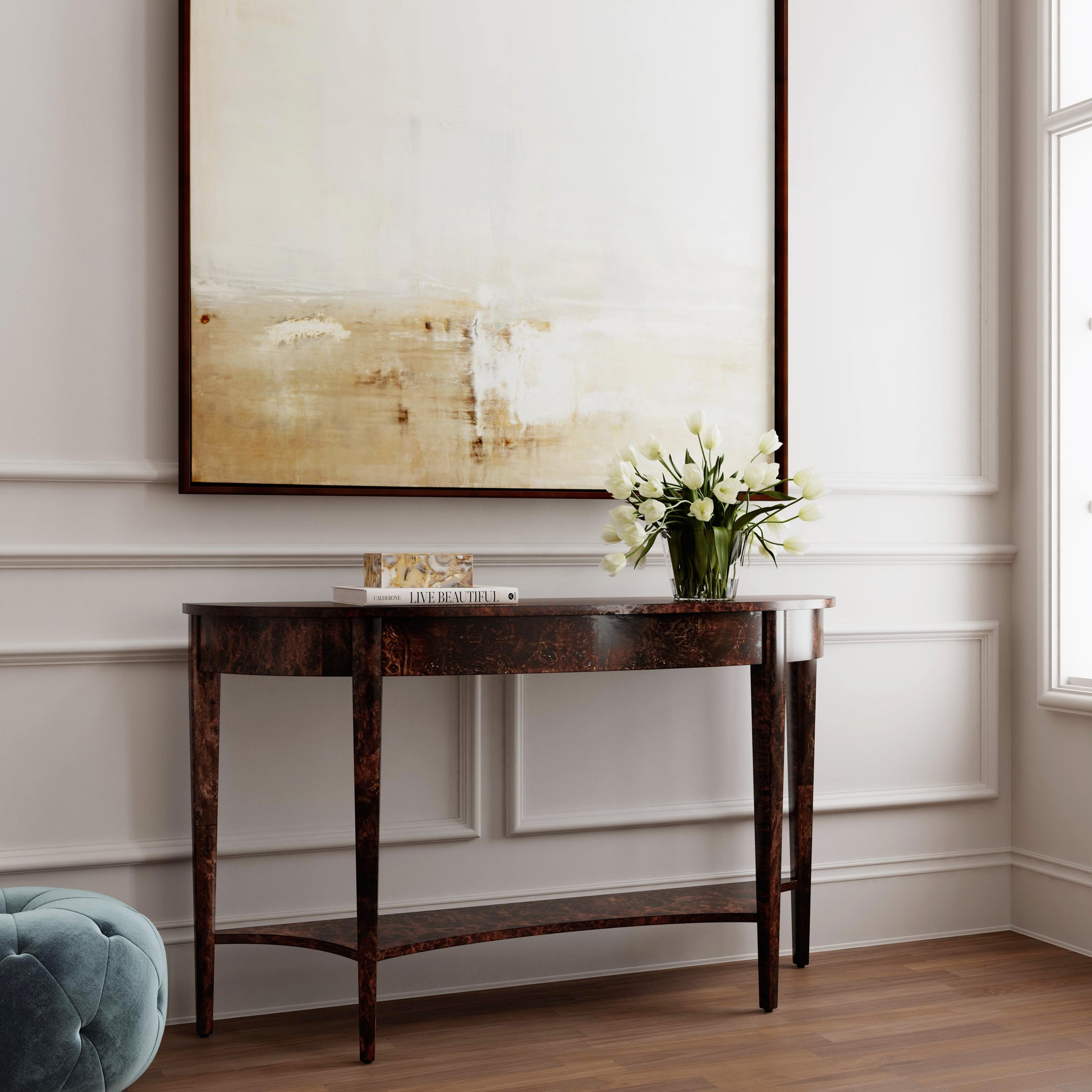 Butler Specialty Company Astor 54"W Demilune Console Table, Dark Brown