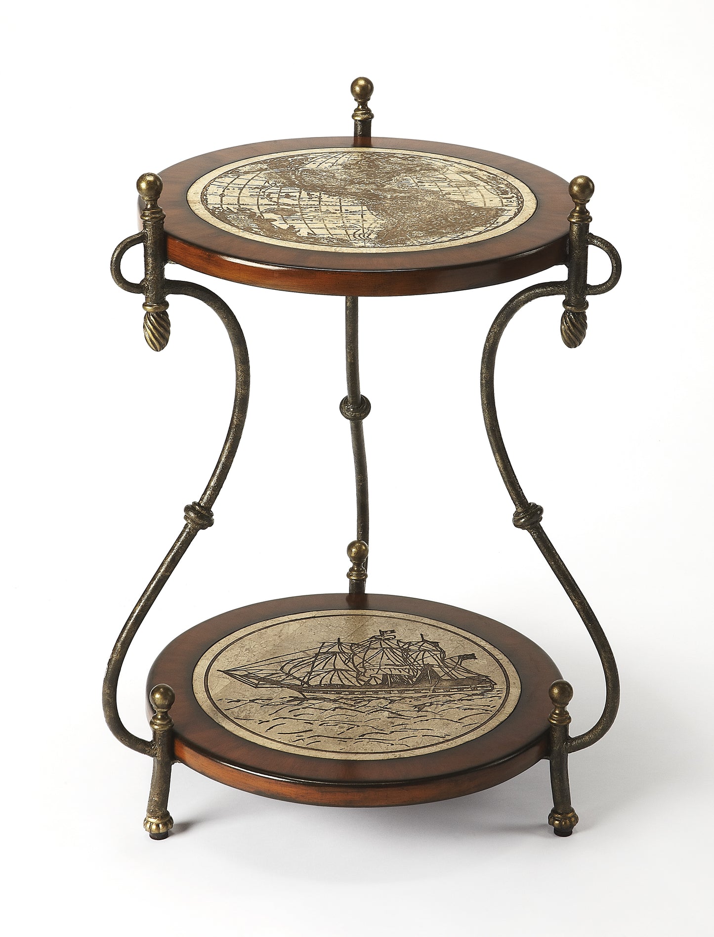 Butler Specialty Company Magellan 23 in. W Round Stone and Metal Side Table, Multi-Color