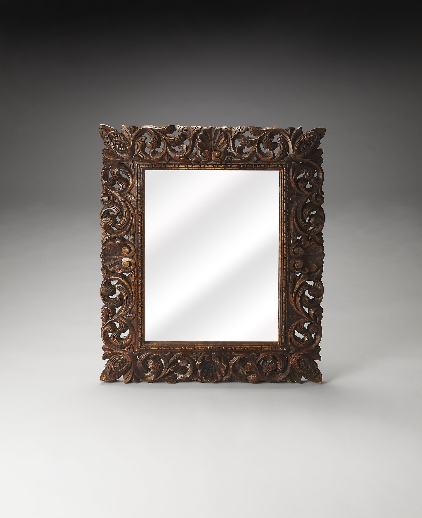 Ferdinand Reclaimed Wood Wall Mirrored in Light Brown 4217290