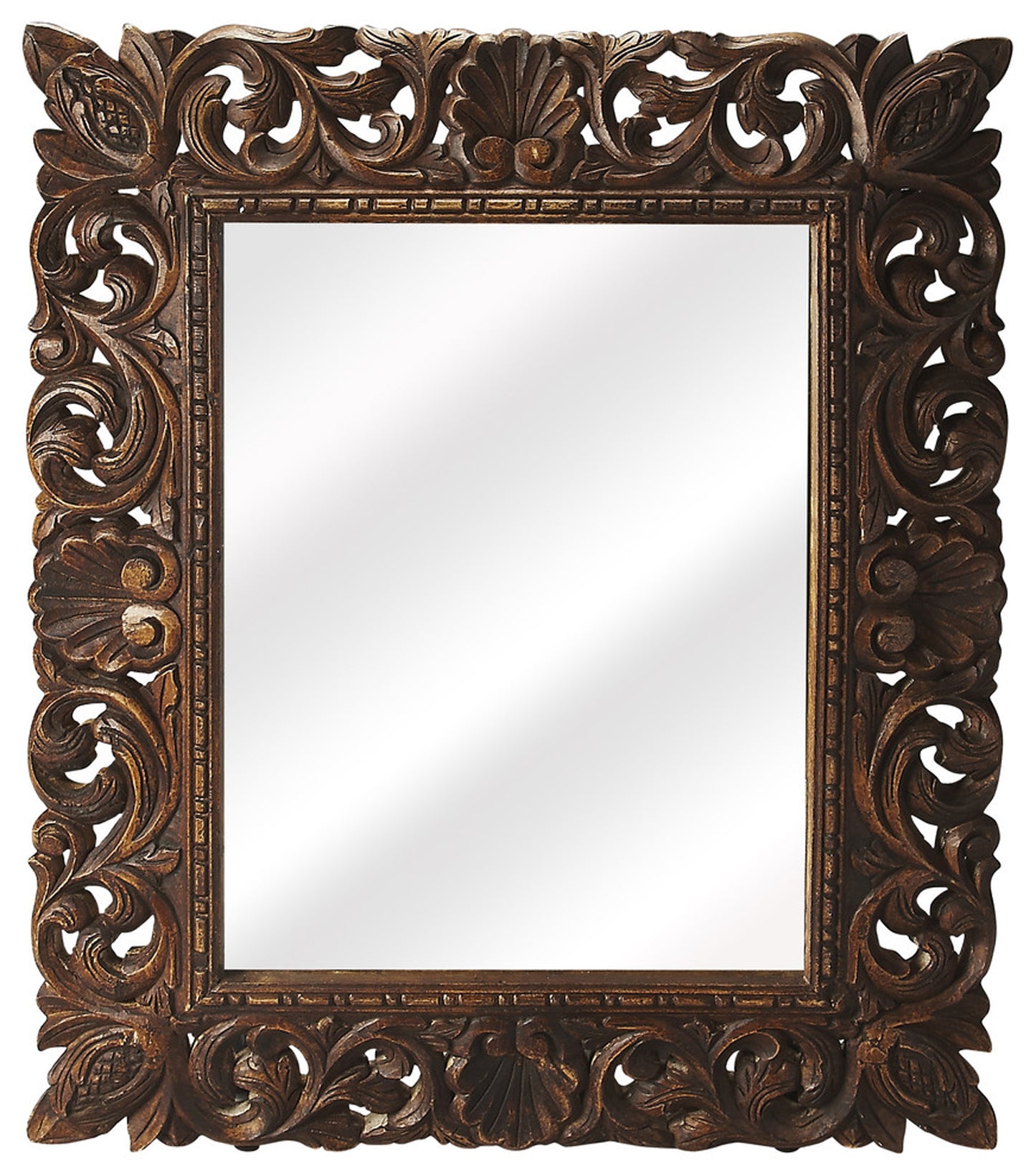 Ferdinand Reclaimed Wood Wall Mirrored in Light Brown 4217290