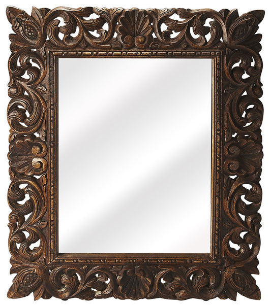 Ferdinand Reclaimed Wood Wall Mirrored in Light Brown 4217290